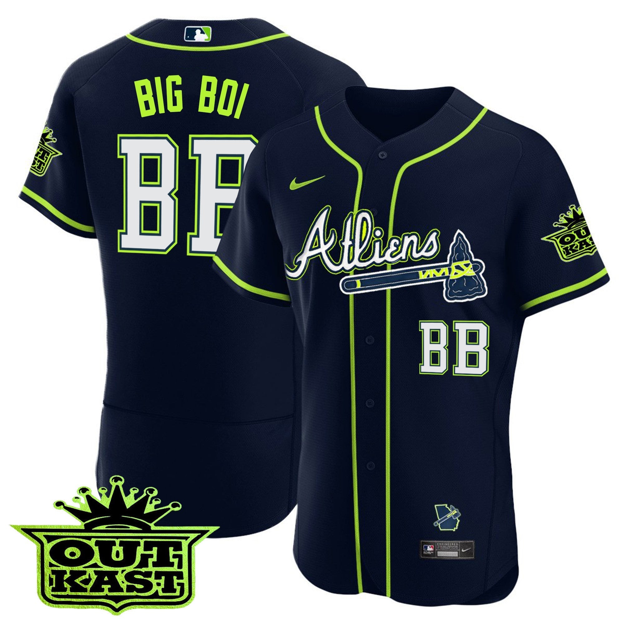 Men's Atlanta Braves Atliens Flex Base Jersey - All Stitched