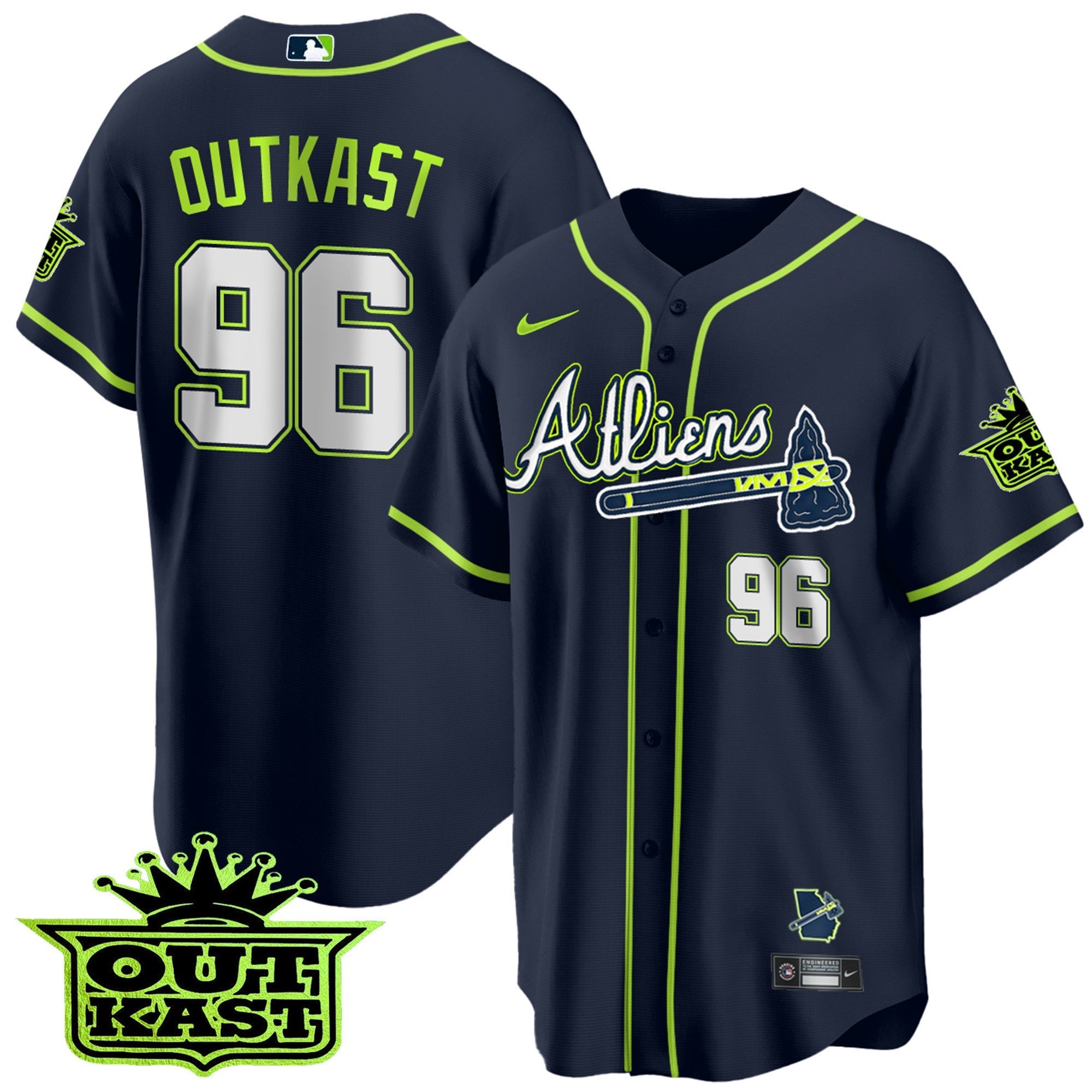 Men's Atlanta Braves Atliens Cool Base Jersey V2 - All Stitched