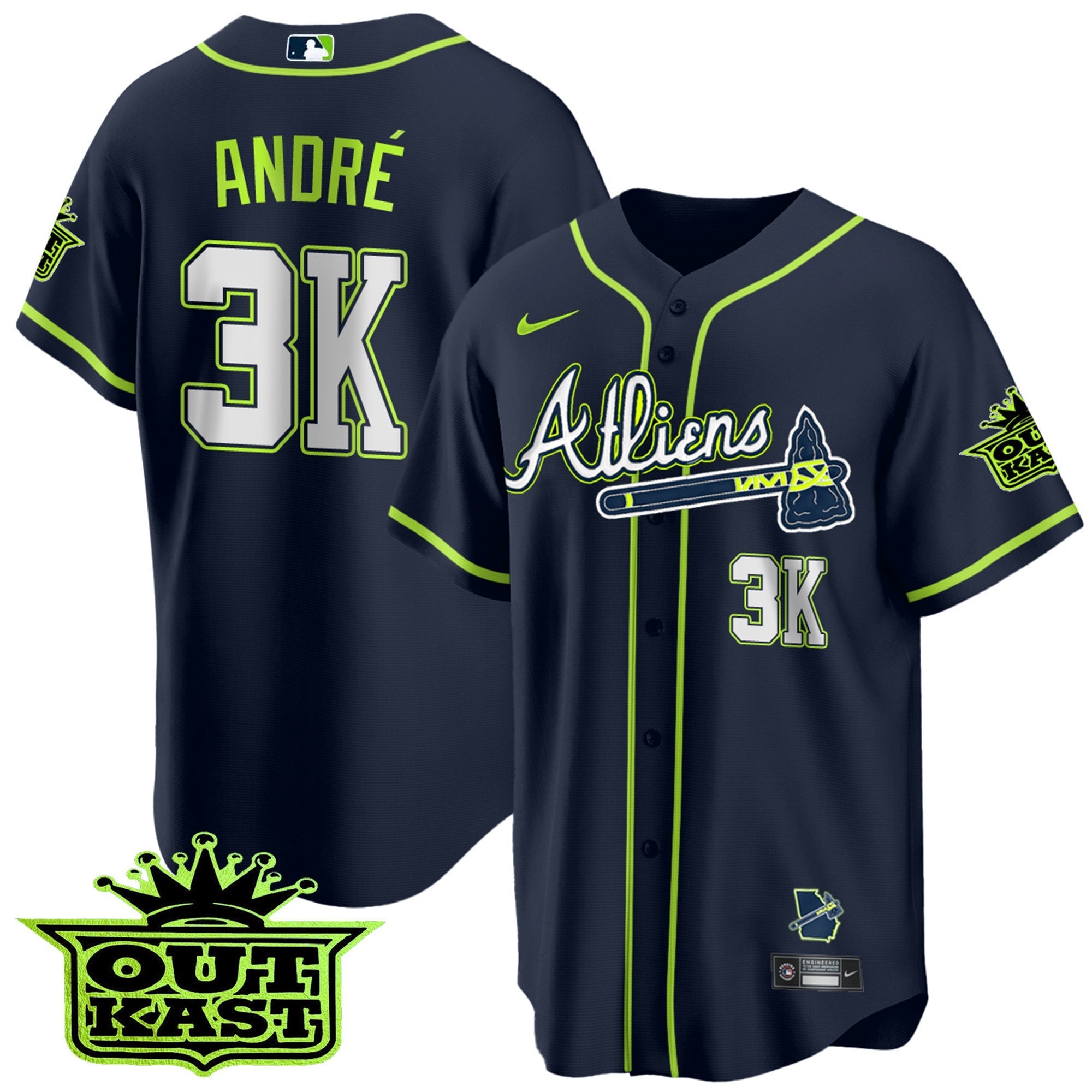Men's Atlanta Braves Atliens Cool Base Jersey V2 - All Stitched