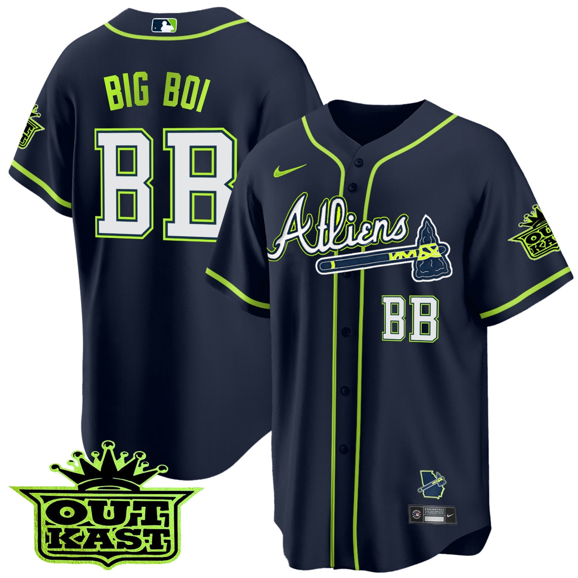 Men's Atlanta Braves Atliens Cool Base Jersey V2 - All Stitched