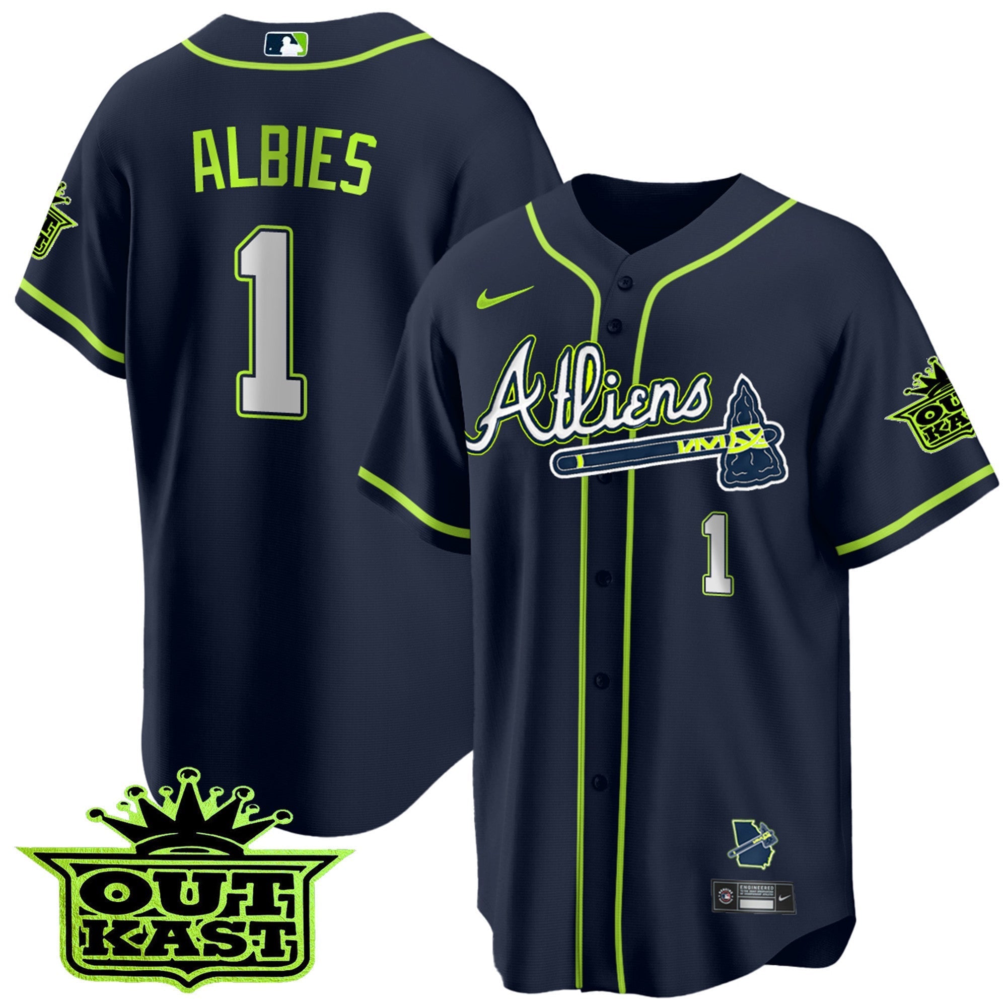 Men's Atlanta Braves Atliens Cool Base Jersey V2 - All Stitched