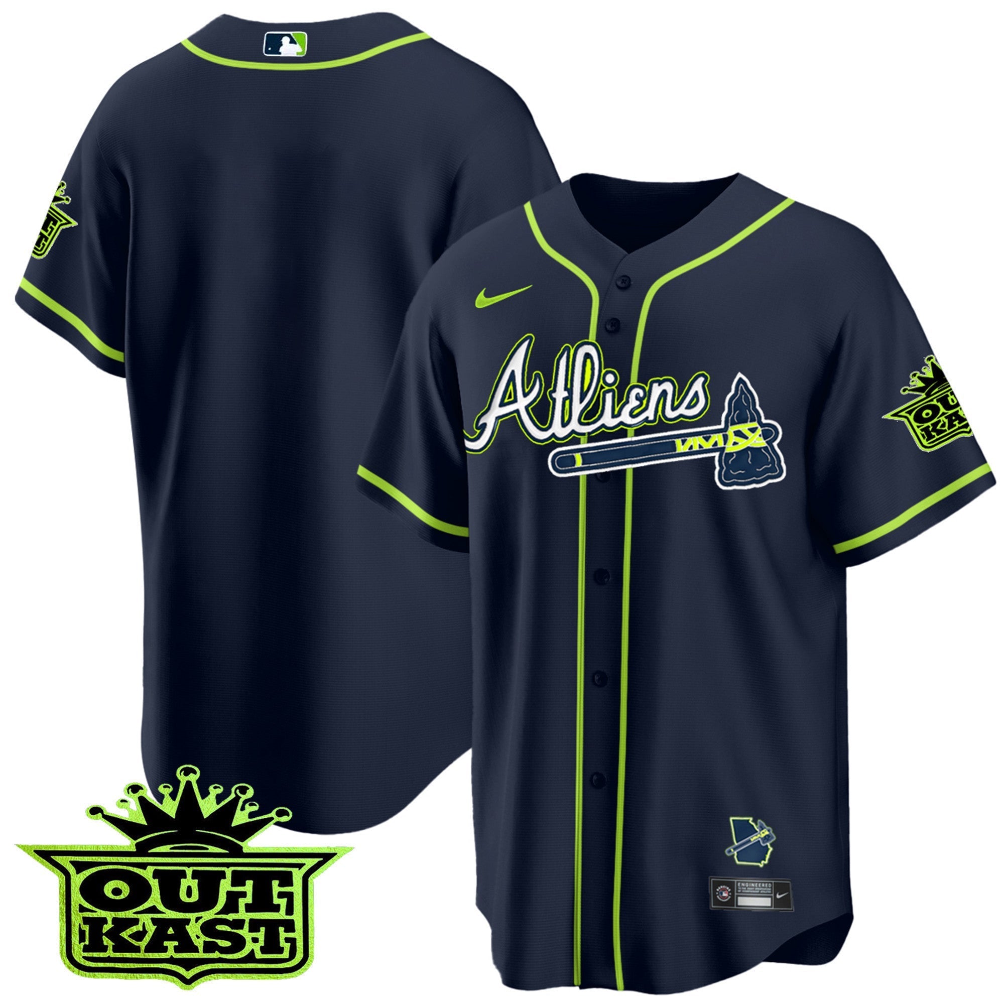 Men's Atlanta Braves Atliens Cool Base Jersey V2 - All Stitched
