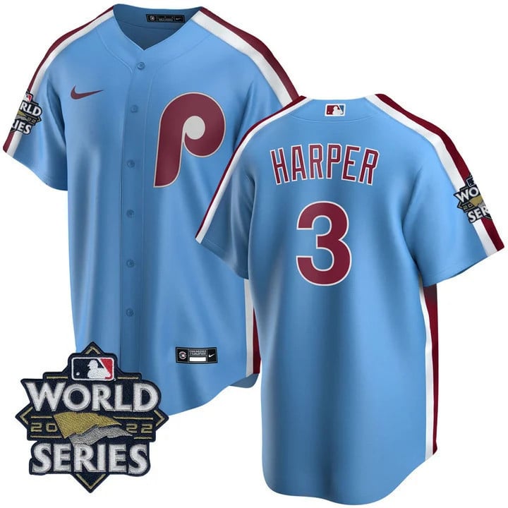Men's Philadelphia Phillies Cooperstown 2022 World Series Patch Jersey - All Stitched