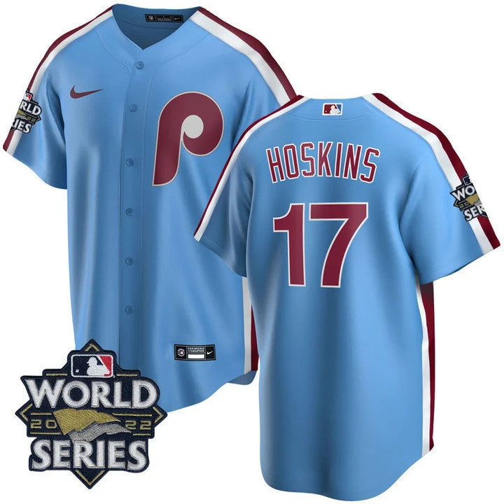 Men's Philadelphia Phillies Cooperstown 2022 World Series Patch Jersey - All Stitched