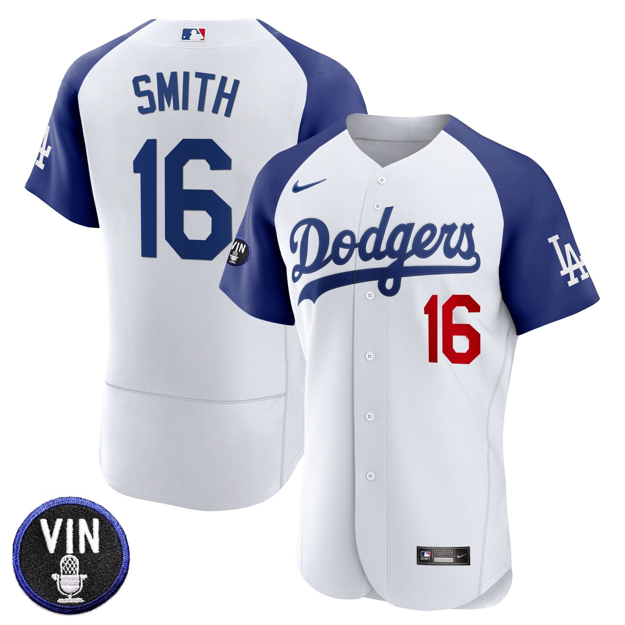 Men's Dodgers Vin Scully Patch Flex Base Jersey - All Stitched