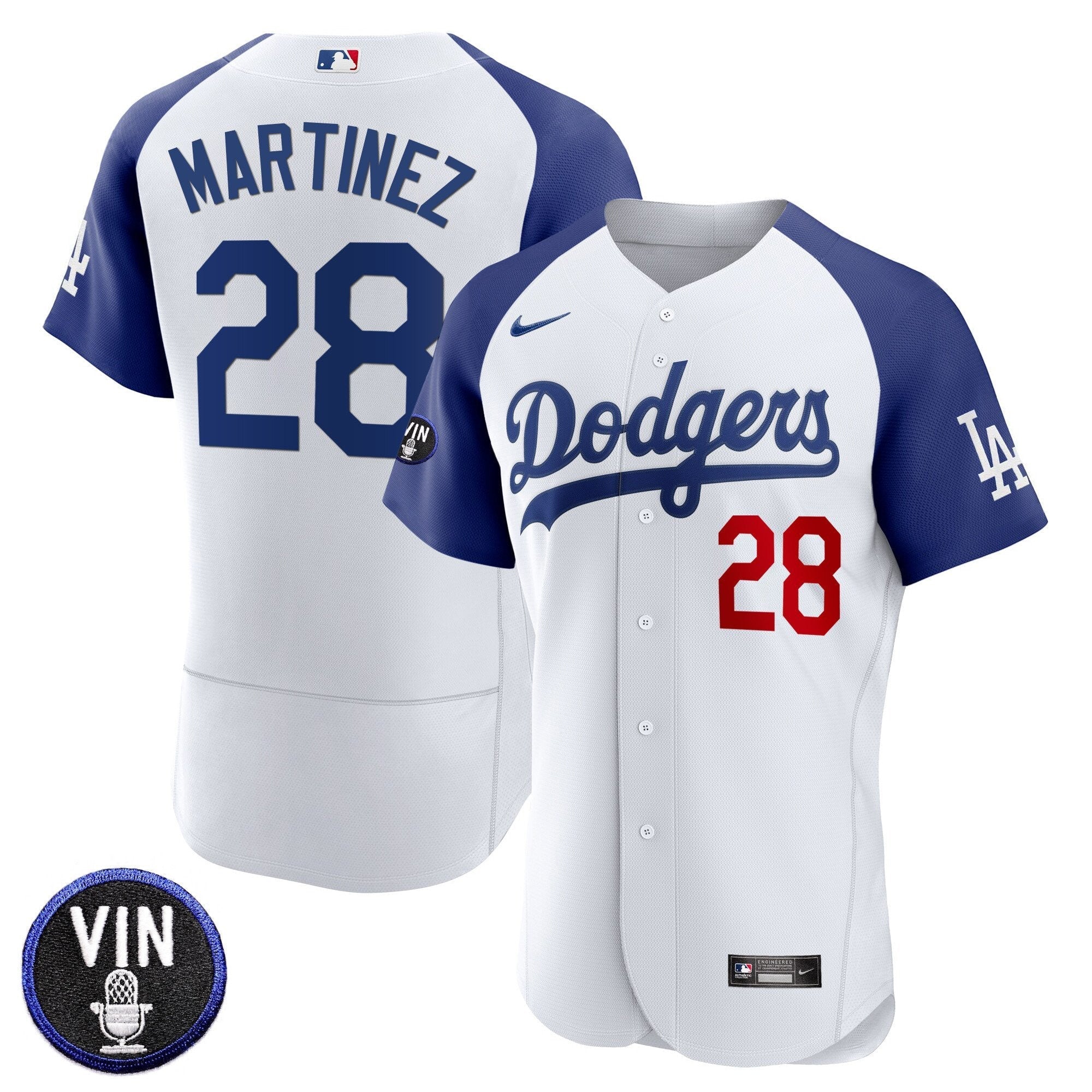 Men's Dodgers Vin Scully Patch Flex Base Jersey - All Stitched