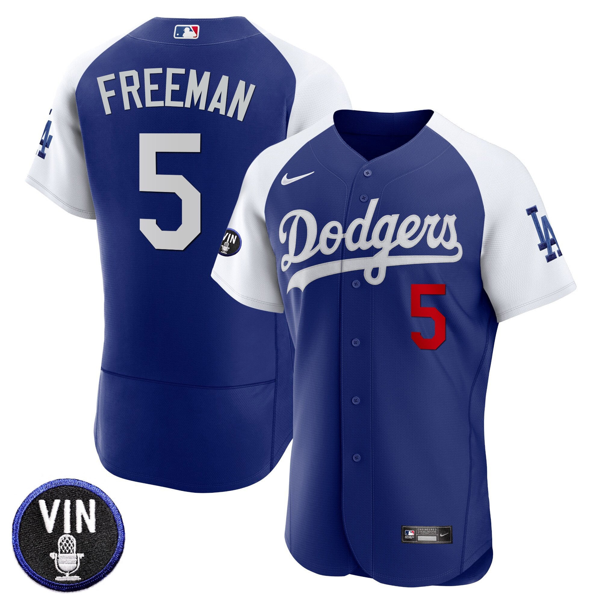 Men's Dodgers Vin Scully Patch Flex Base Jersey - All Stitched