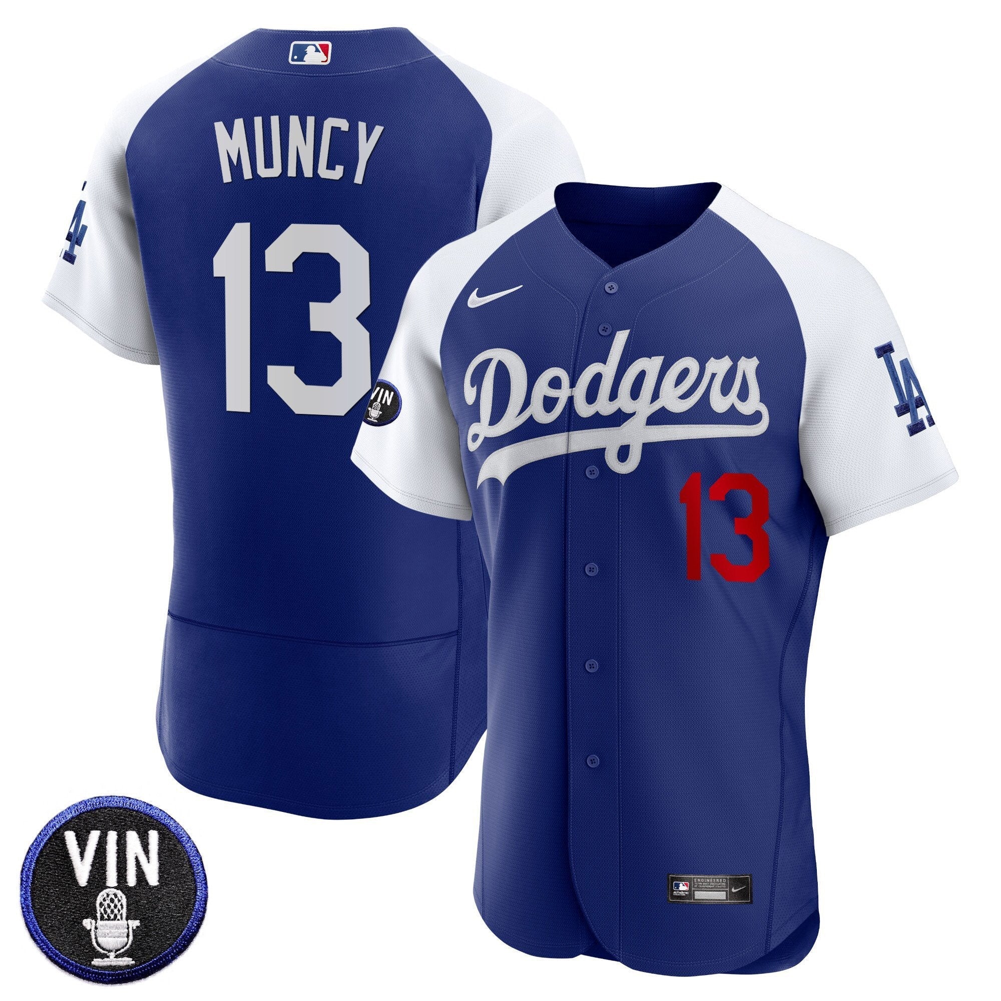 Men's Dodgers Vin Scully Patch Flex Base Jersey - All Stitched