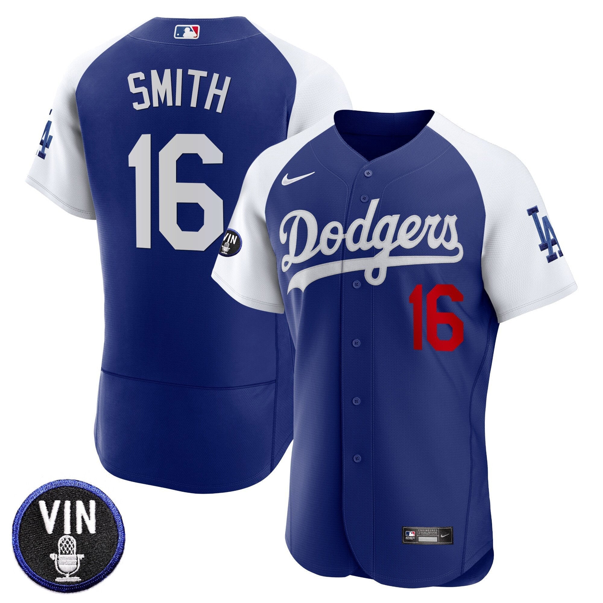 Men's Dodgers Vin Scully Patch Flex Base Jersey - All Stitched