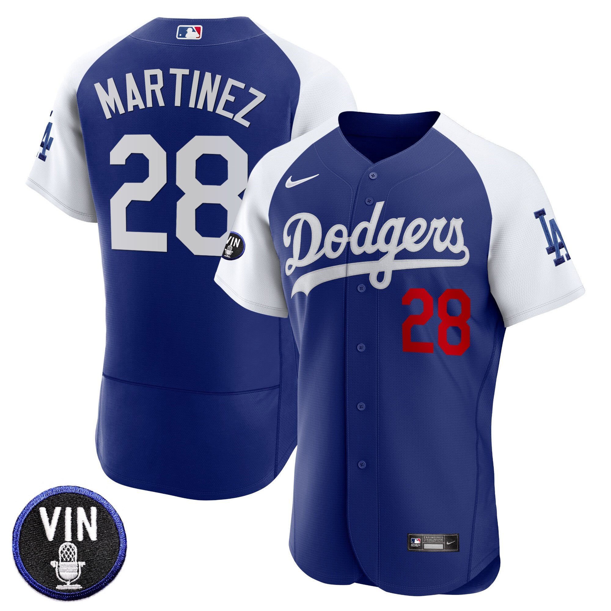 Men's Dodgers Vin Scully Patch Flex Base Jersey - All Stitched