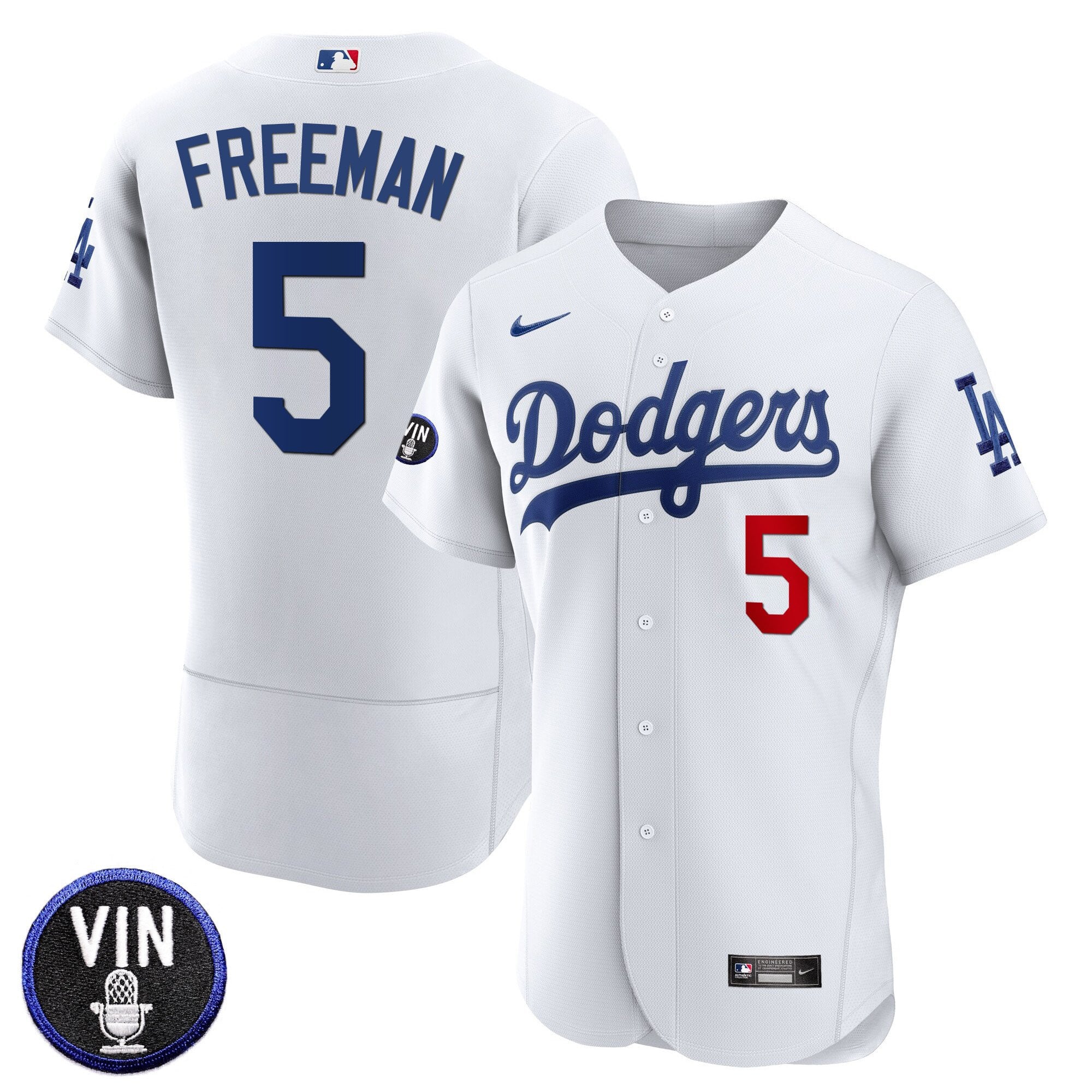 Men's Dodgers Vin Scully Patch Flex Base Jersey - All Stitched