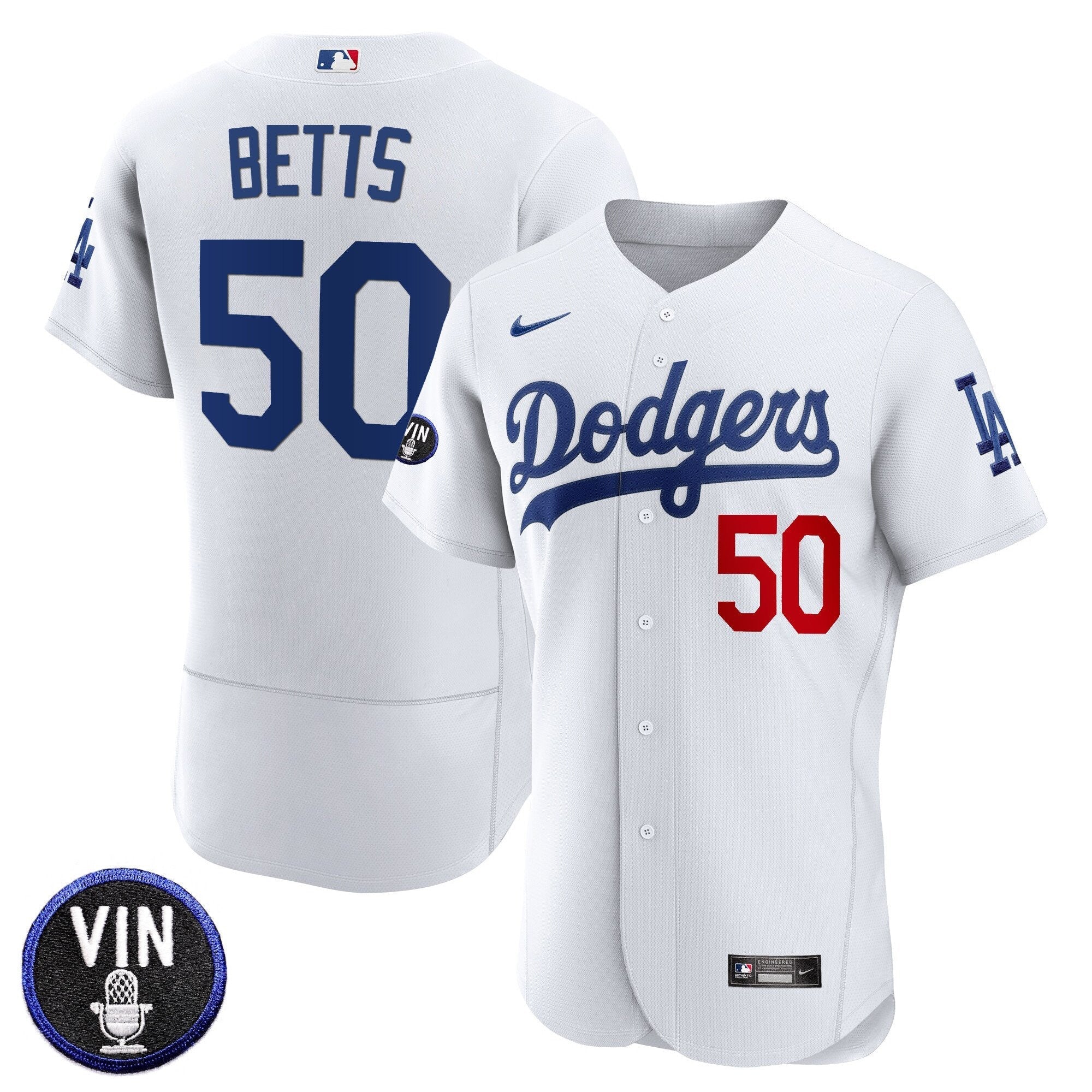 Men's Dodgers Vin Scully Patch Flex Base Jersey - All Stitched