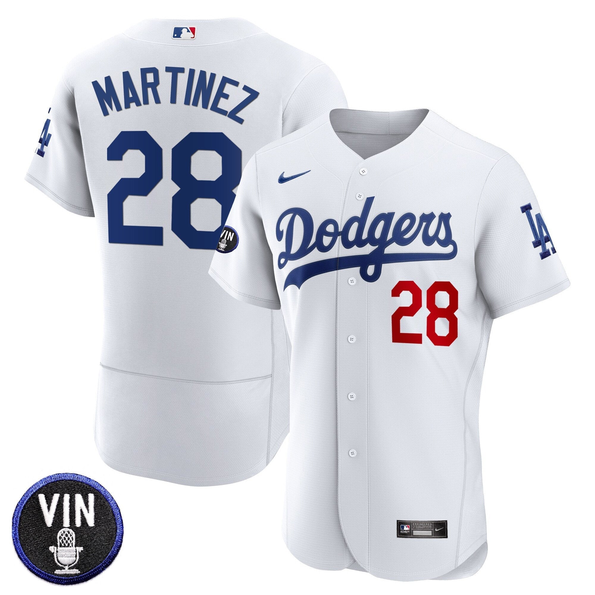 Men's Dodgers Vin Scully Patch Flex Base Jersey - All Stitched