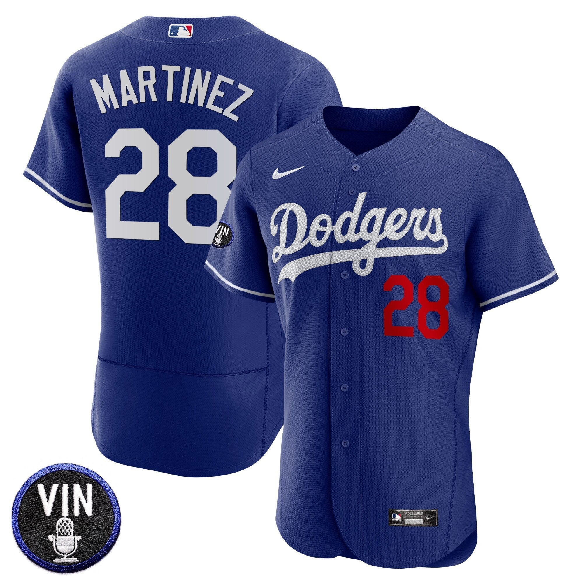 Men's Dodgers Vin Scully Patch Flex Base Jersey - All Stitched
