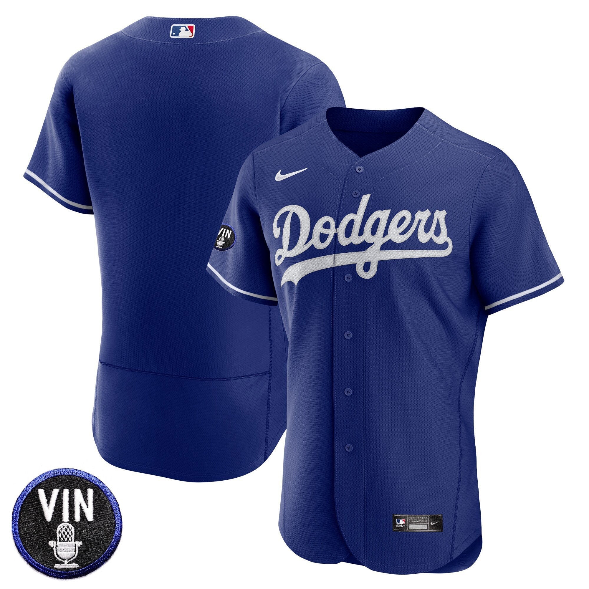 Men's Dodgers Vin Scully Patch Flex Base Jersey - All Stitched