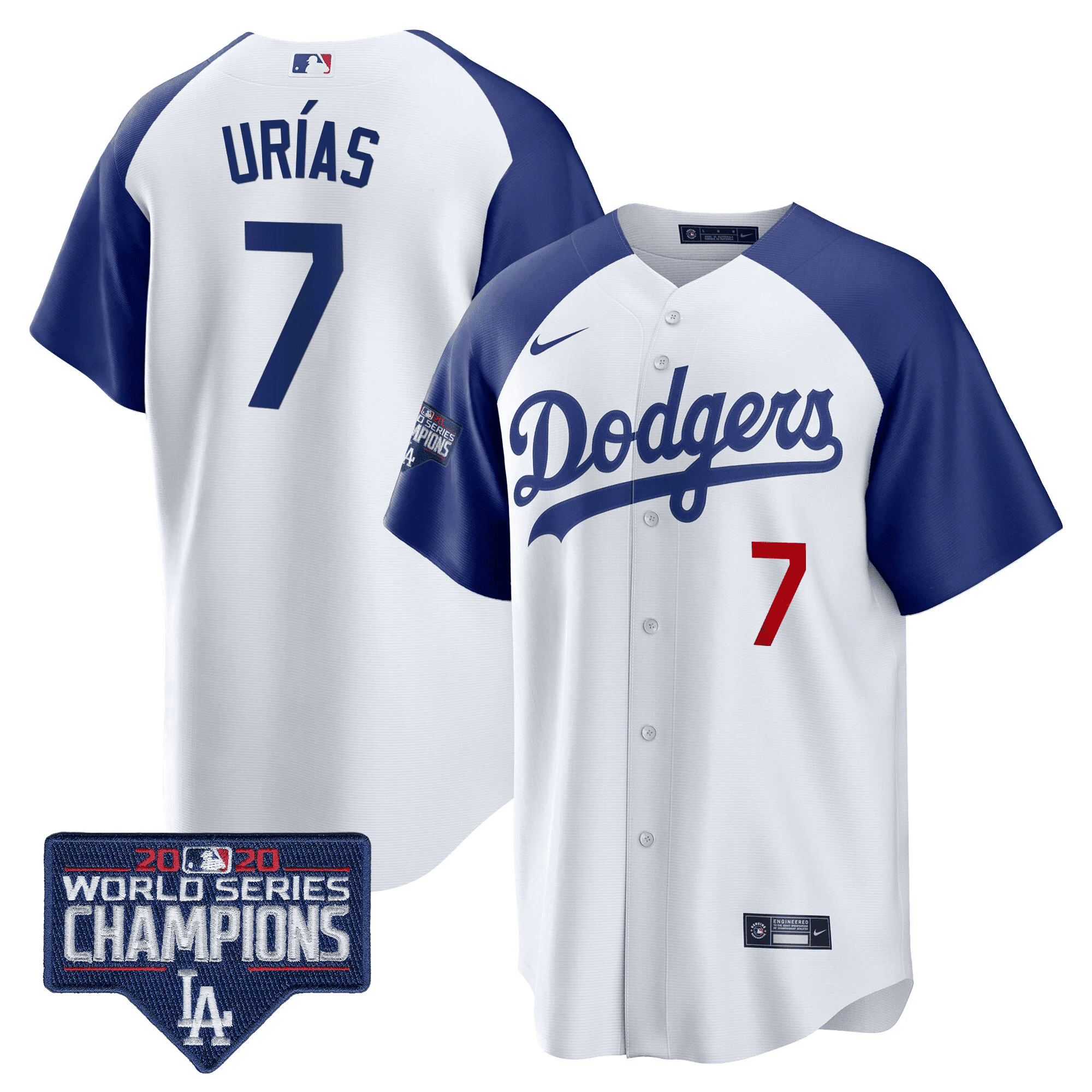 Men's Dodgers World Series Champions Patch Cool Base Jersey - All Stitched