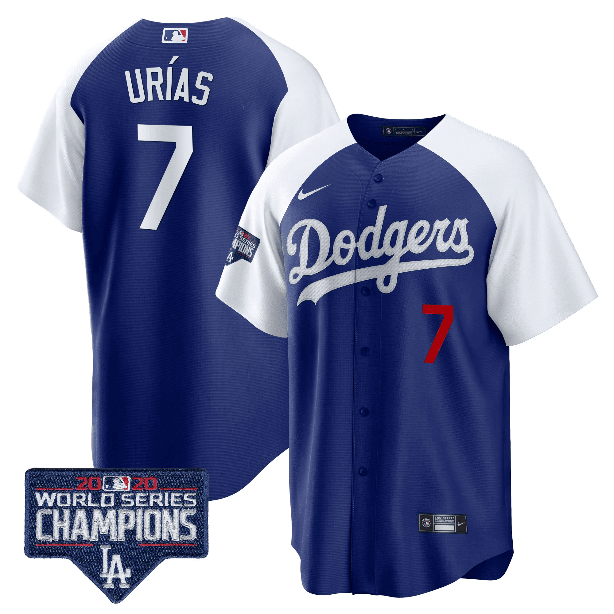 Men's Dodgers World Series Champions Patch Cool Base Jersey - All Stitched