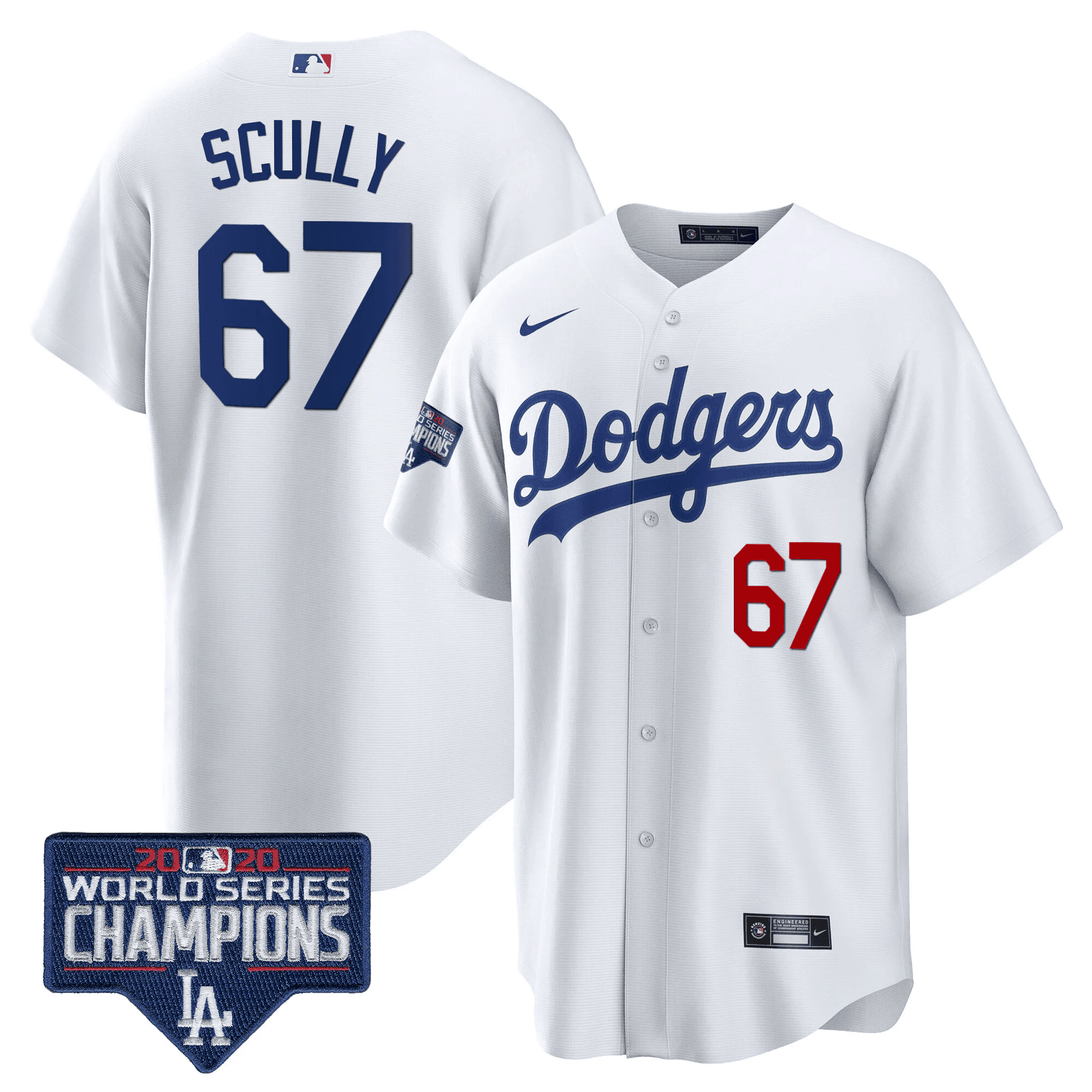 Men's Dodgers World Series Champions Patch Cool Base Jersey - All Stitched