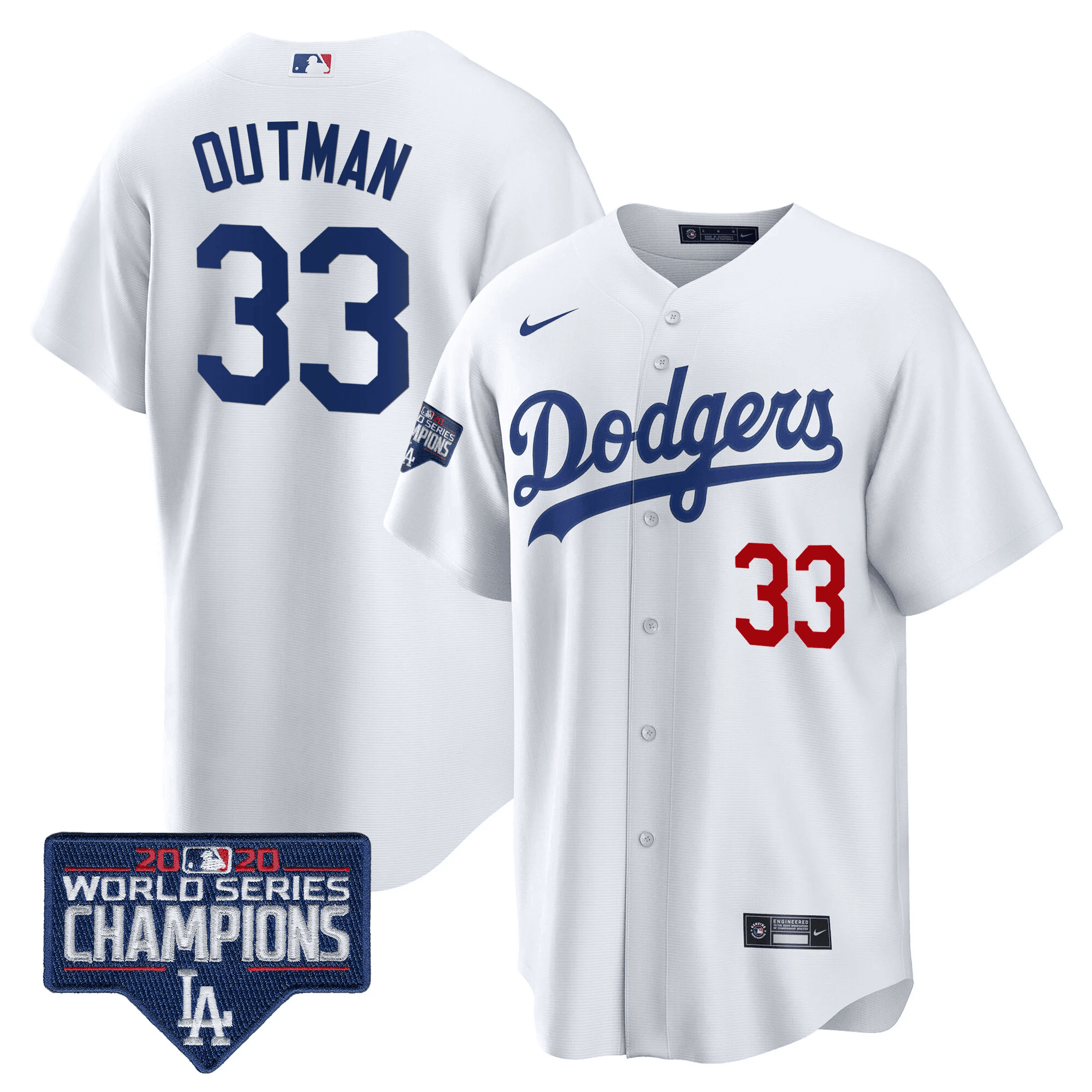 Men's Dodgers World Series Champions Patch Cool Base Jersey - All Stitched