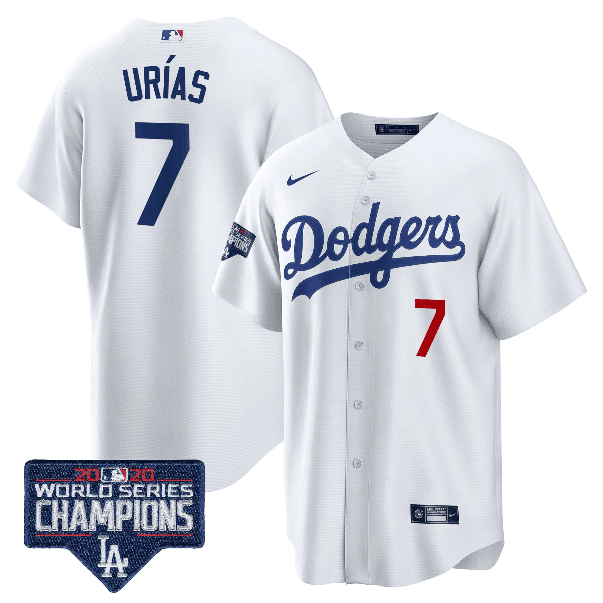 Men's Dodgers World Series Champions Patch Cool Base Jersey - All Stitched
