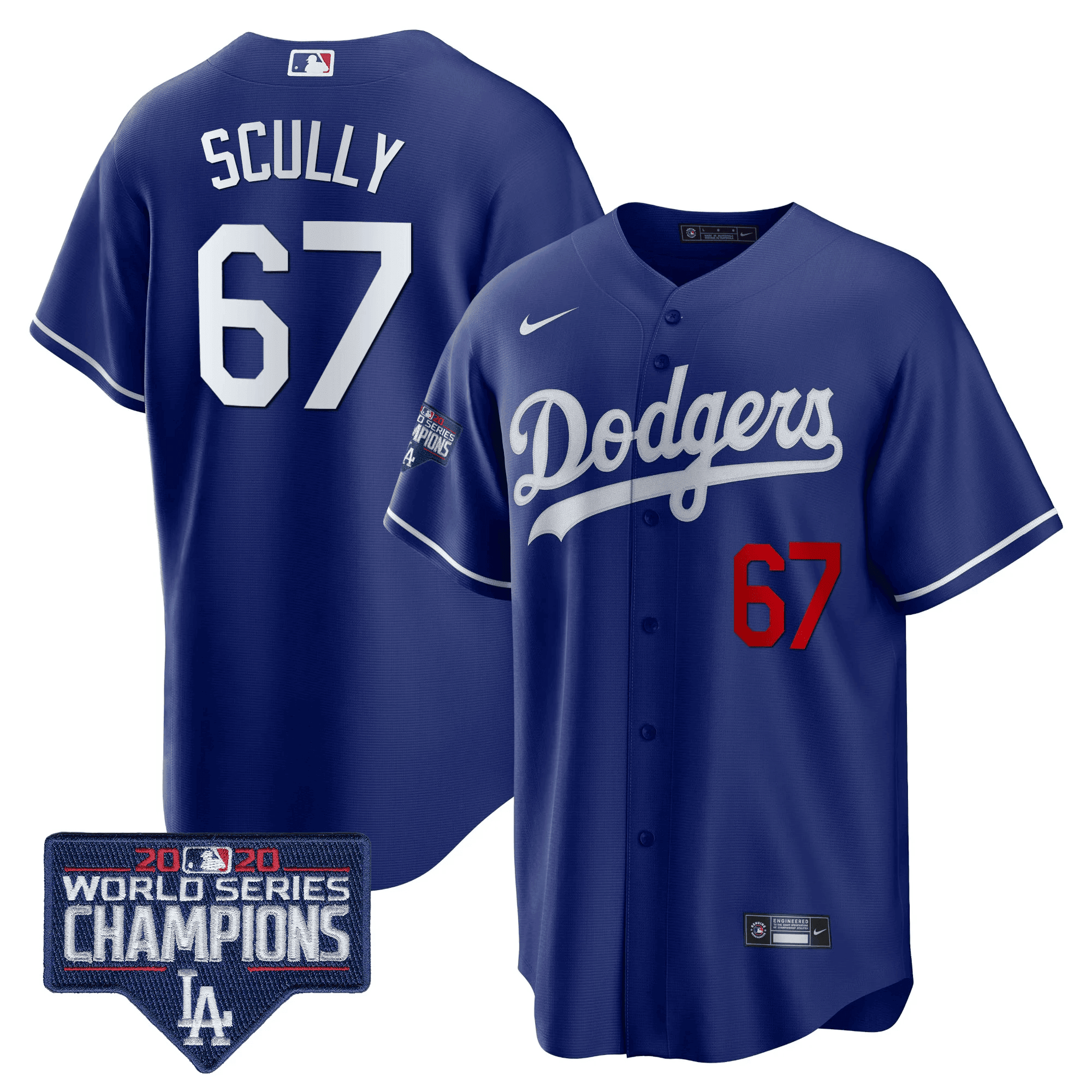 Men's Dodgers World Series Champions Patch Cool Base Jersey - All Stitched