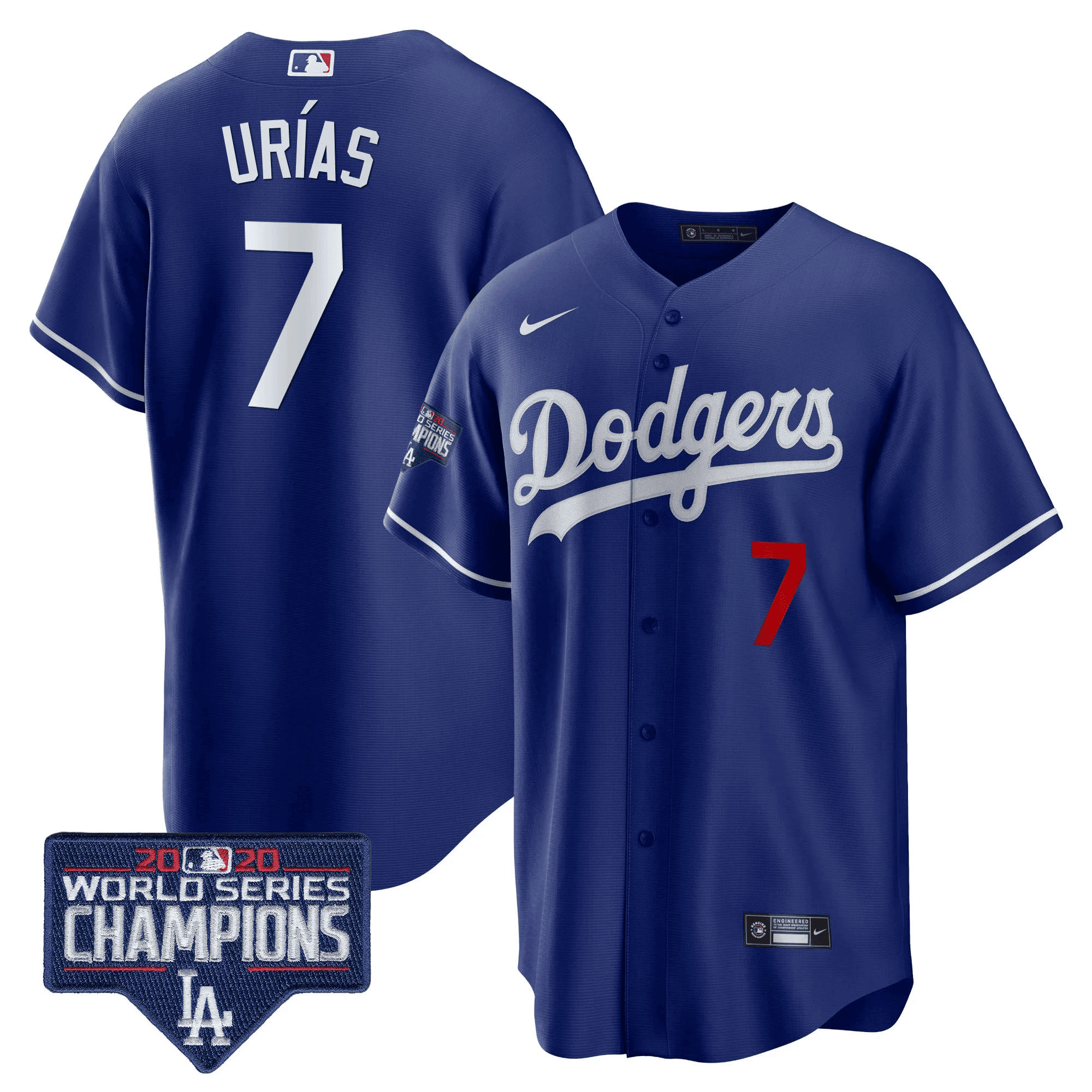 Men's Dodgers World Series Champions Patch Cool Base Jersey - All Stitched