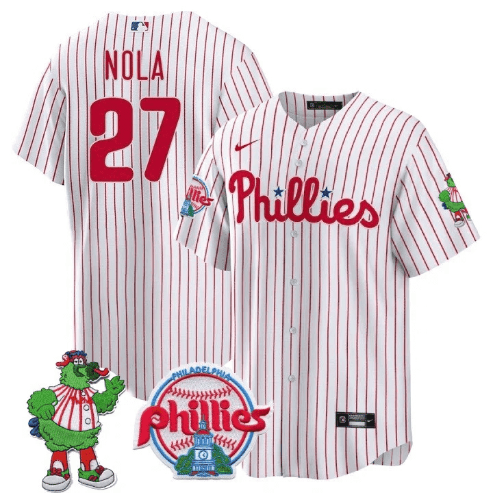 Men's Philadelphia Phillies Phillie Phanatic Patch Cool Base Jersey - All Stitched