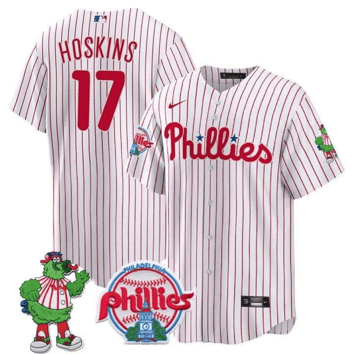 Men's Philadelphia Phillies Phillie Phanatic Patch Cool Base Jersey - All Stitched