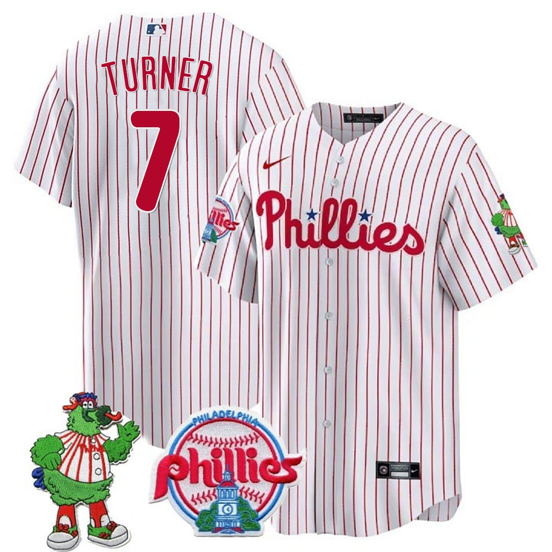 Men's Philadelphia Phillies Phillie Phanatic Patch Cool Base Jersey - All Stitched
