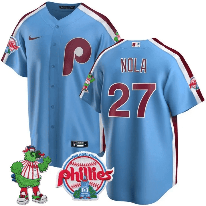 Men's Philadelphia Phillies Phillie Phanatic Patch Cool Base Jersey - All Stitched