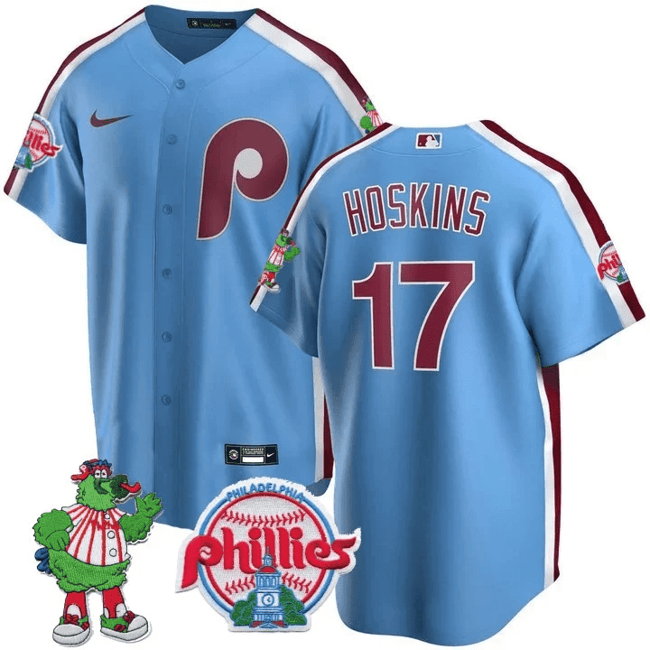 Men's Philadelphia Phillies Phillie Phanatic Patch Cool Base Jersey - All Stitched