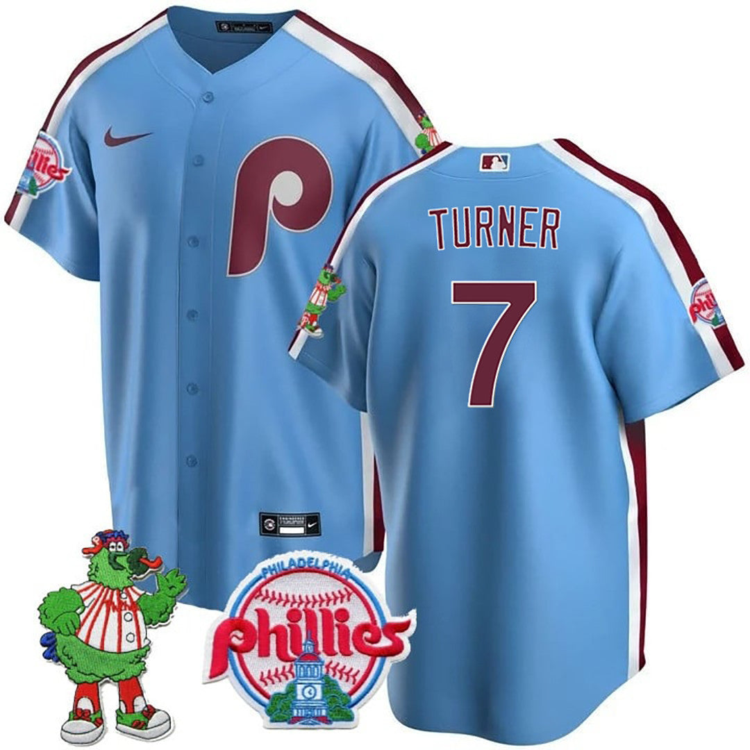 Men's Philadelphia Phillies Phillie Phanatic Patch Cool Base Jersey - All Stitched