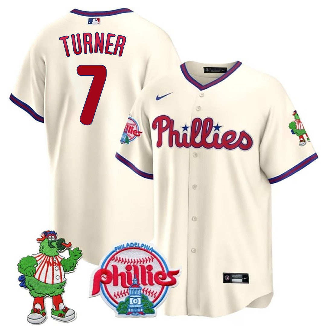 Men's Philadelphia Phillies Phillie Phanatic Patch Cool Base Jersey - All Stitched