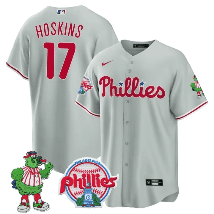 Men's Philadelphia Phillies Phillie Phanatic Patch Cool Base Jersey - All Stitched