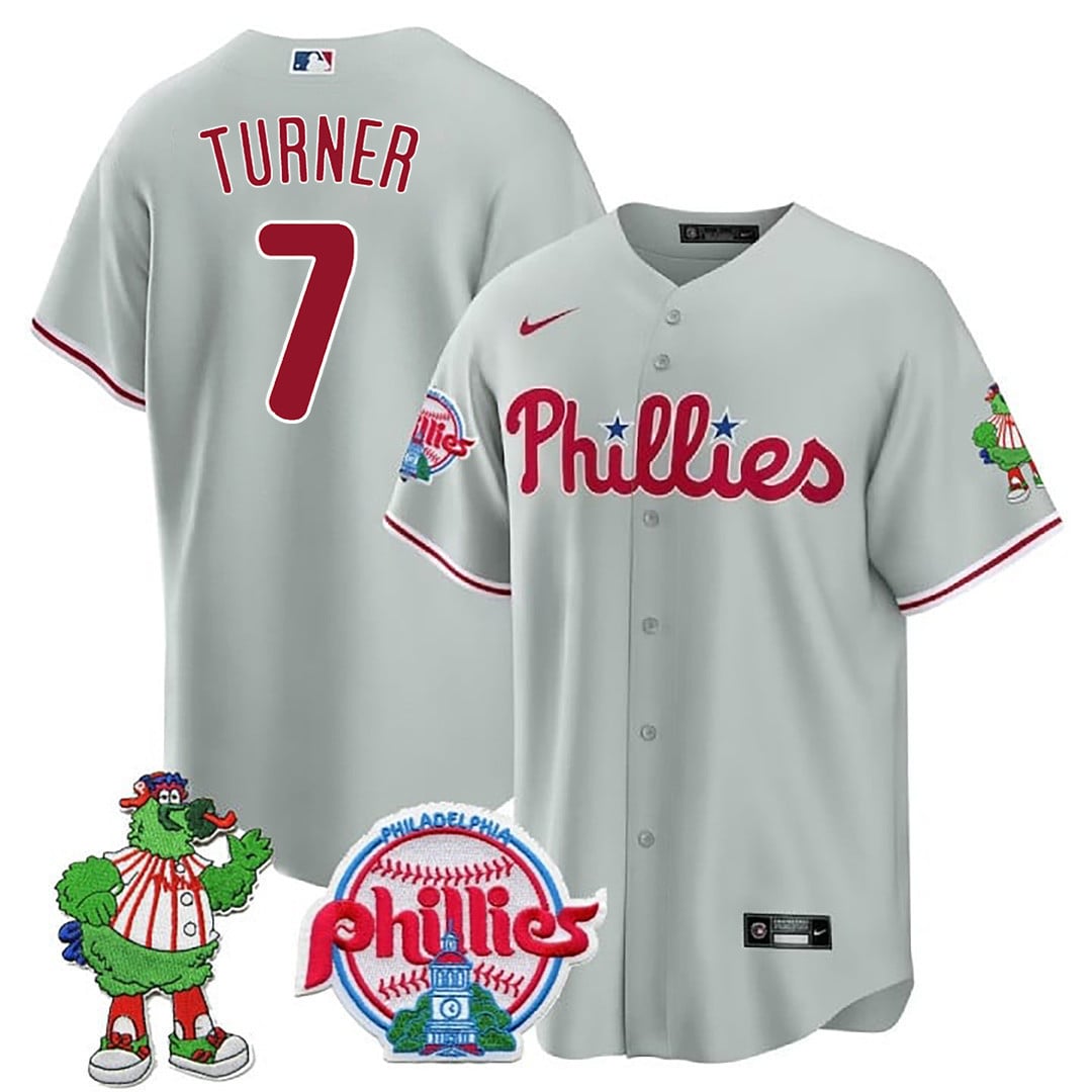 Men's Philadelphia Phillies Phillie Phanatic Patch Cool Base Jersey - All Stitched