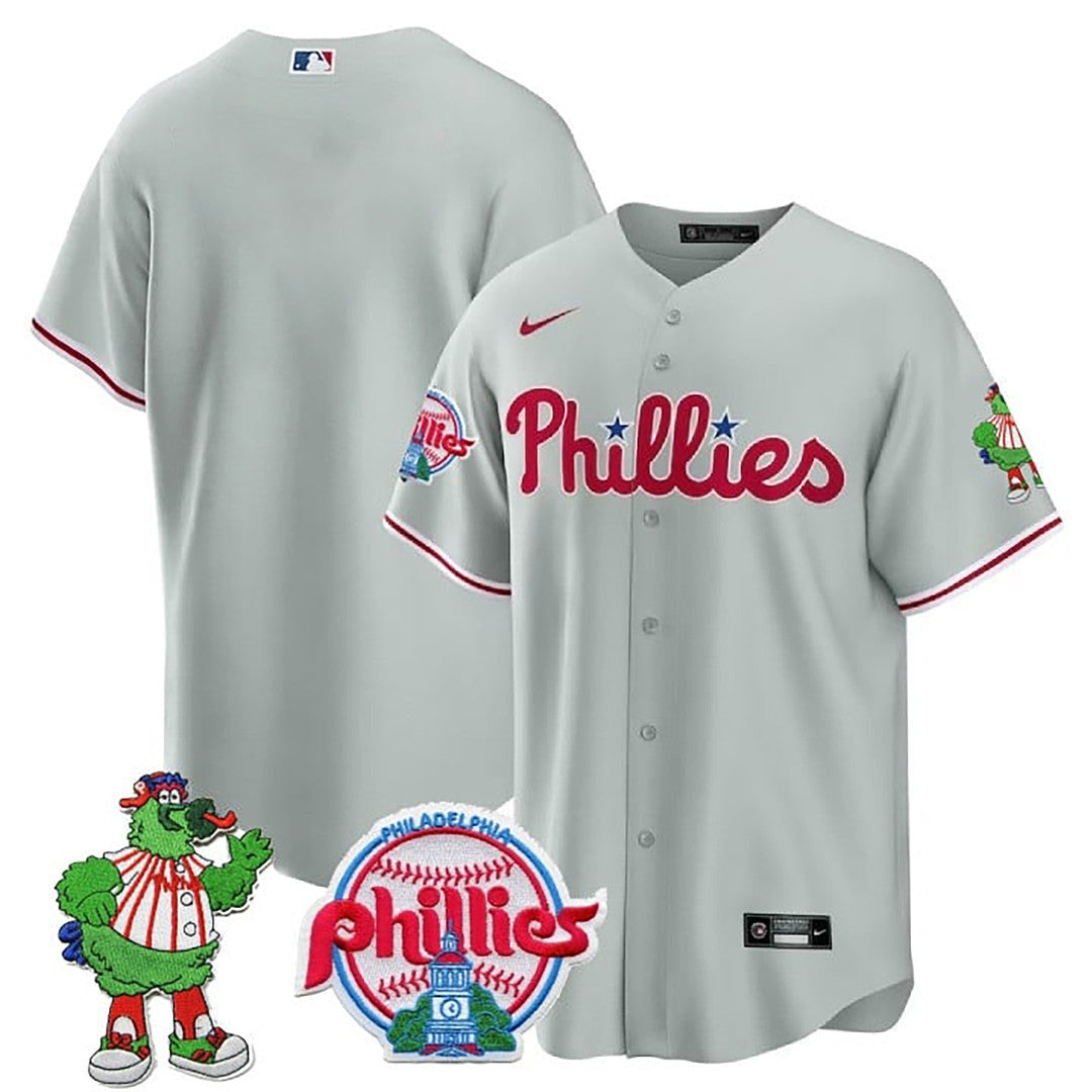 Men's Philadelphia Phillies Phillie Phanatic Patch Cool Base Jersey - All Stitched