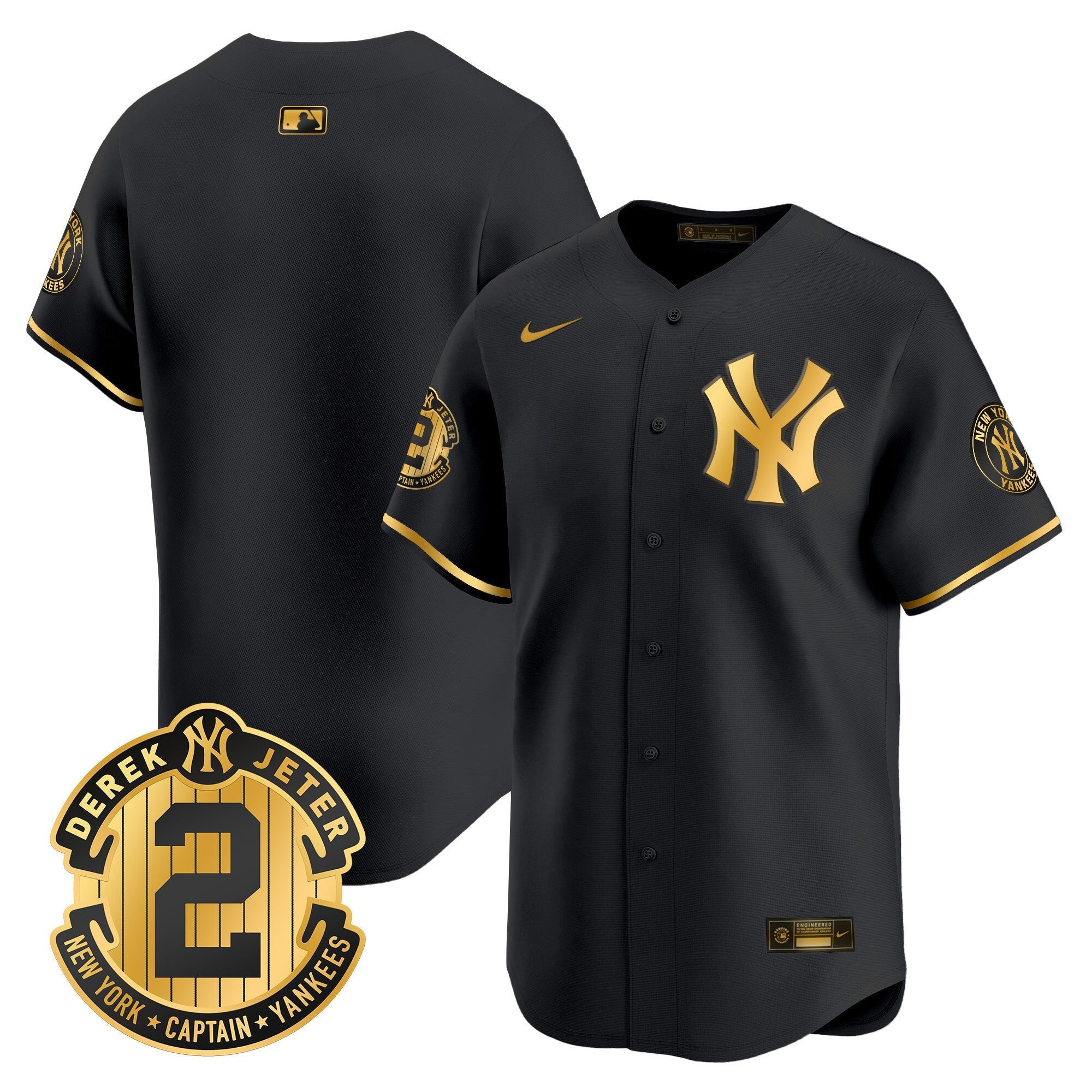 Men's New York Yankees Derek Jeter Patch Vapor Premier Limited Jersey - All Stitched