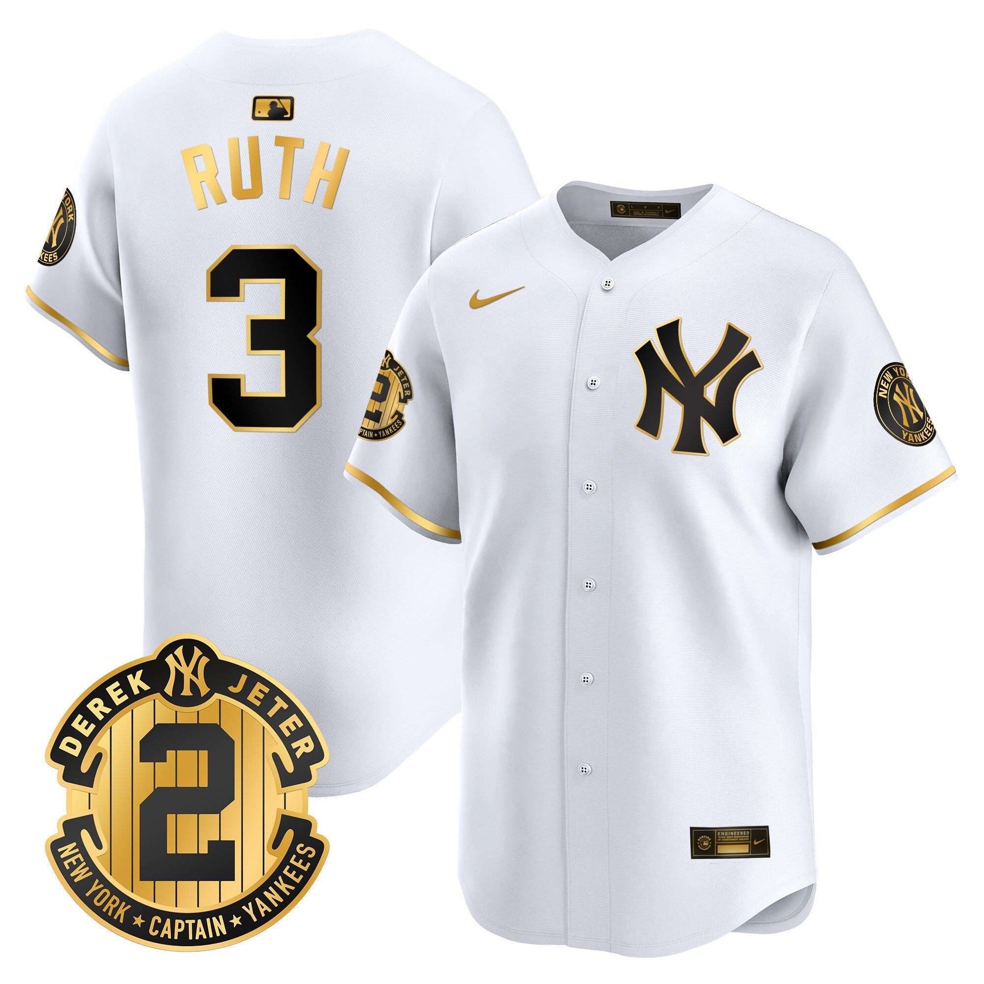 Men's New York Yankees Derek Jeter Patch Vapor Premier Limited Jersey - All Stitched