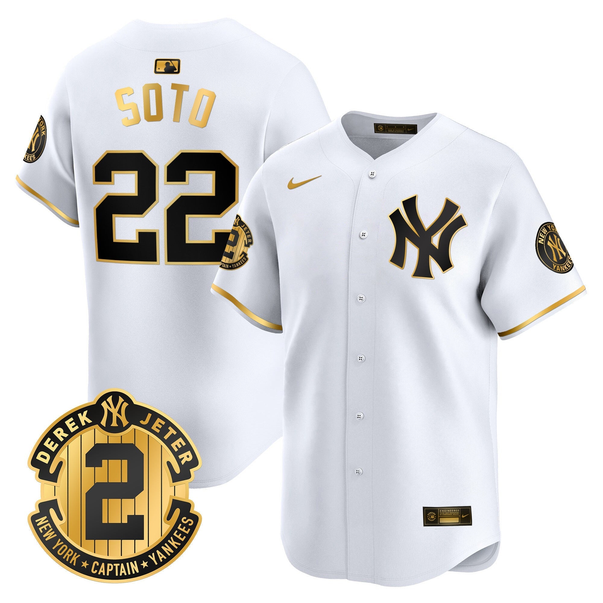 Men's New York Yankees Derek Jeter Patch Vapor Premier Limited Jersey - All Stitched