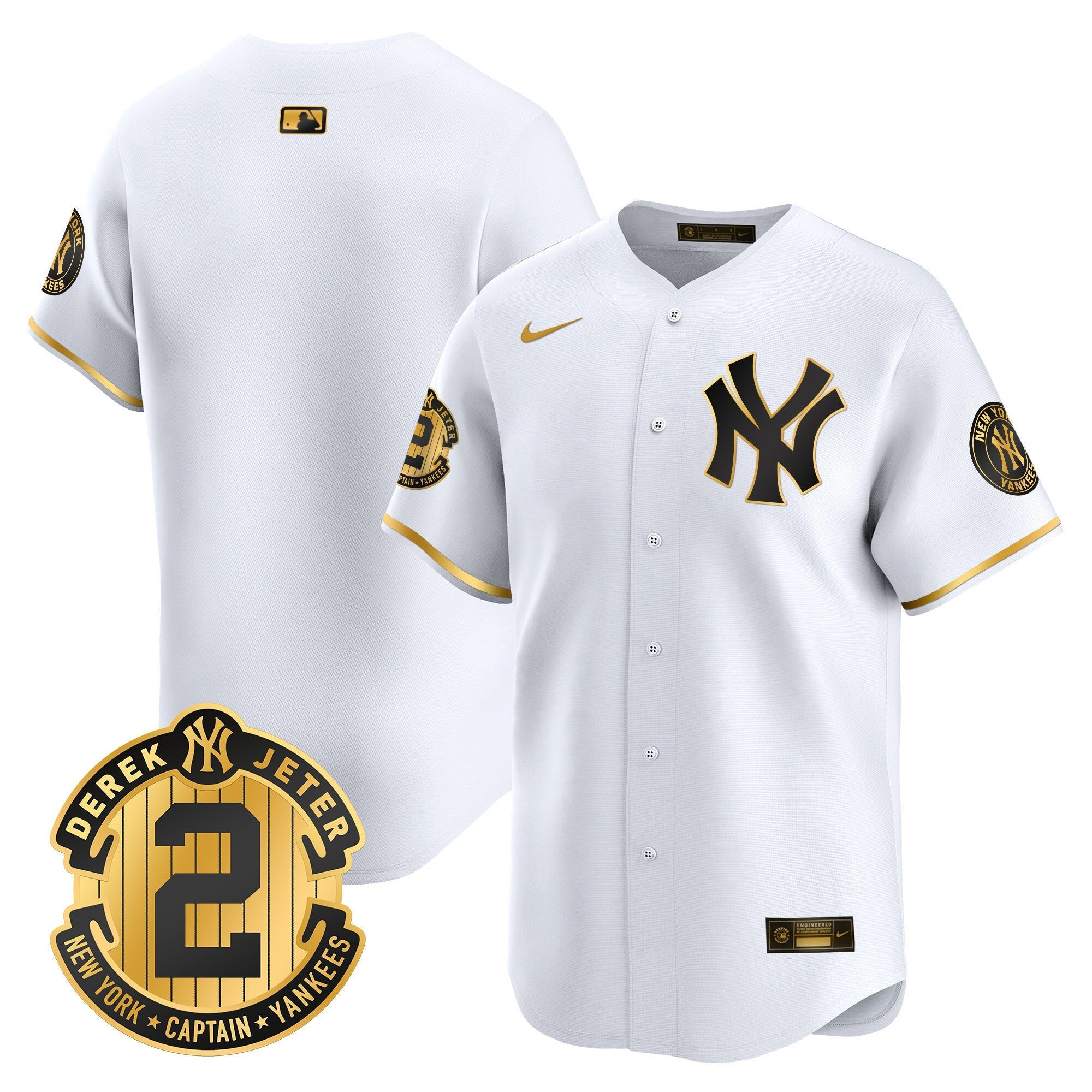 Men's New York Yankees Derek Jeter Patch Vapor Premier Limited Jersey - All Stitched