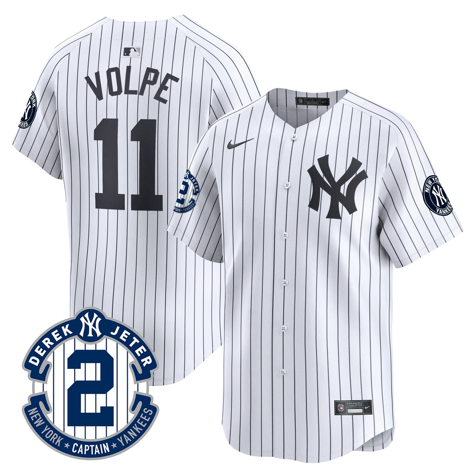 Men's New York Yankees Derek Jeter Patch Vapor Premier Limited Jersey - All Stitched