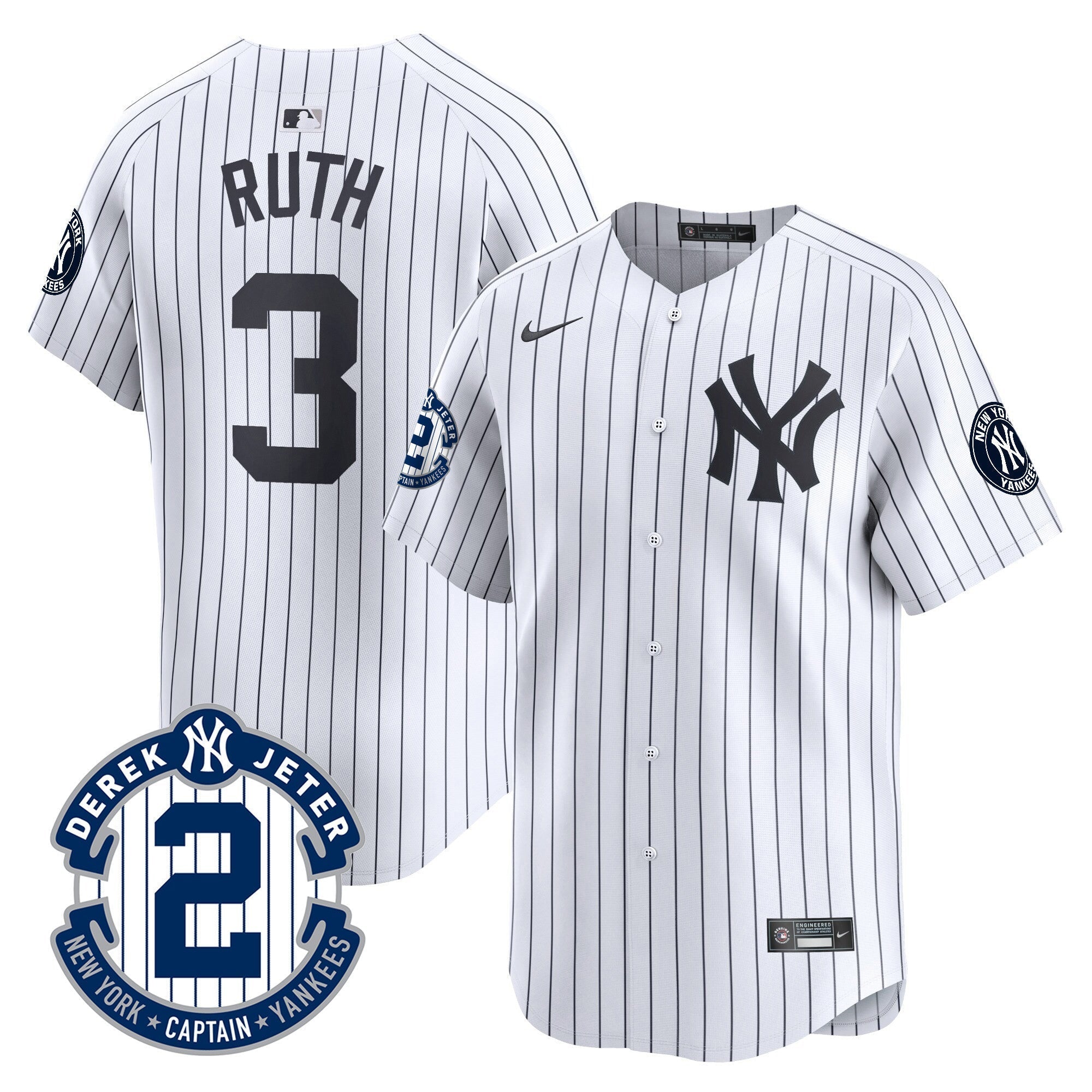 Men's New York Yankees Derek Jeter Patch Vapor Premier Limited Jersey - All Stitched