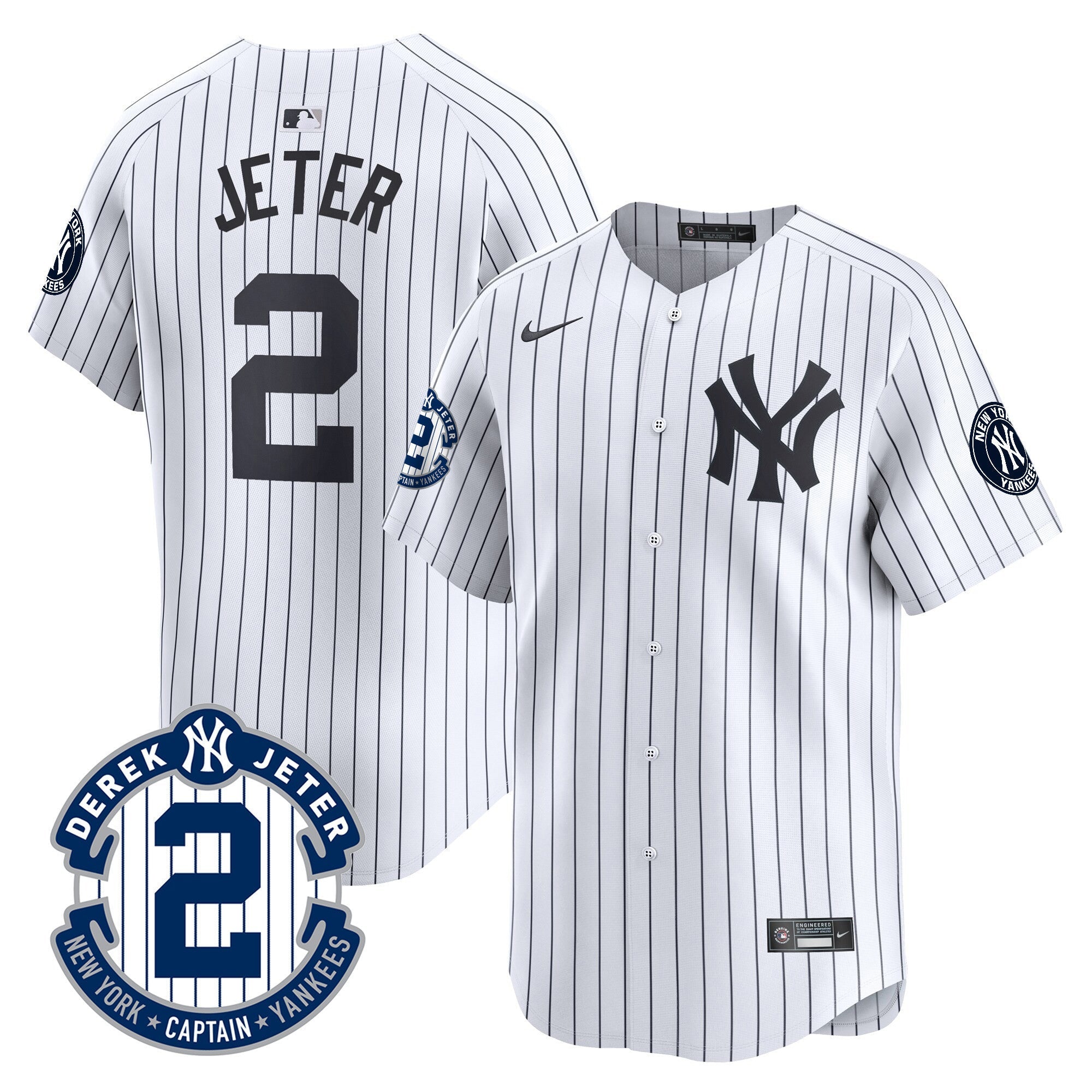 Men's New York Yankees Derek Jeter Patch Vapor Premier Limited Jersey - All Stitched