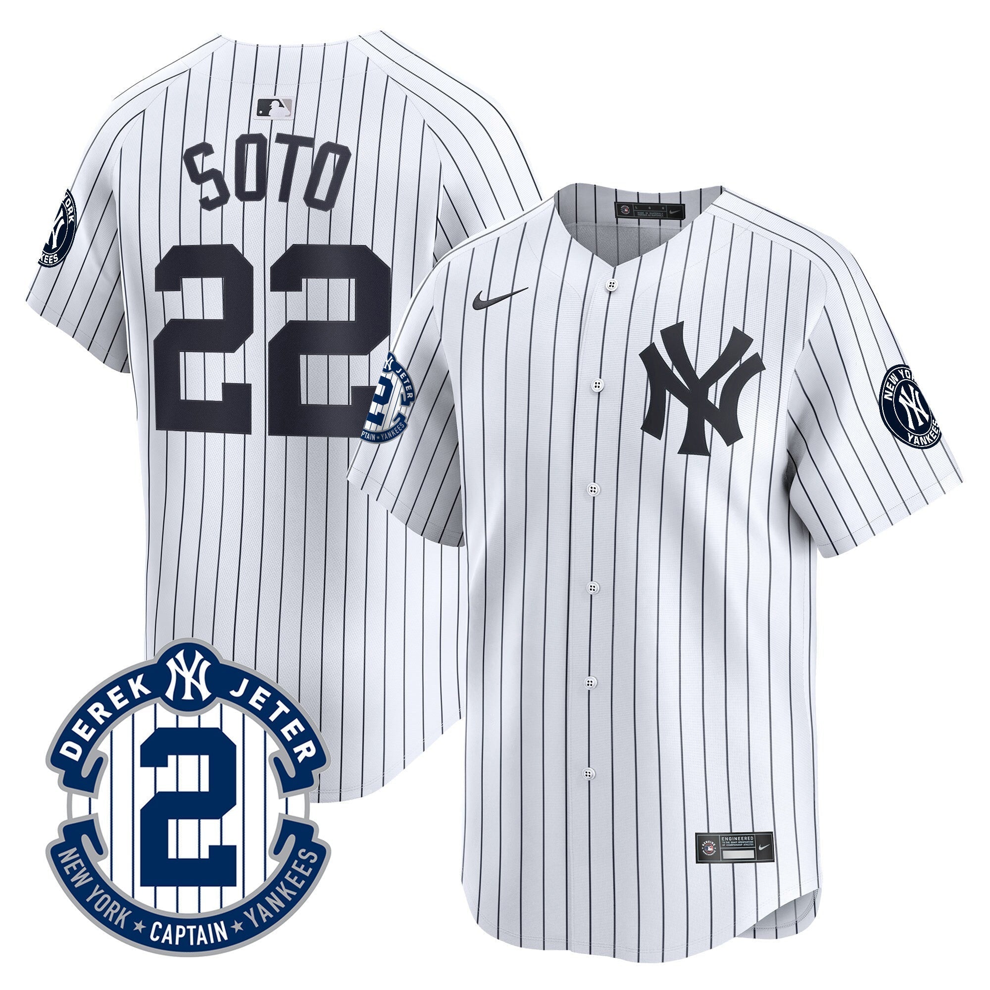 Men's New York Yankees Derek Jeter Patch Vapor Premier Limited Jersey - All Stitched