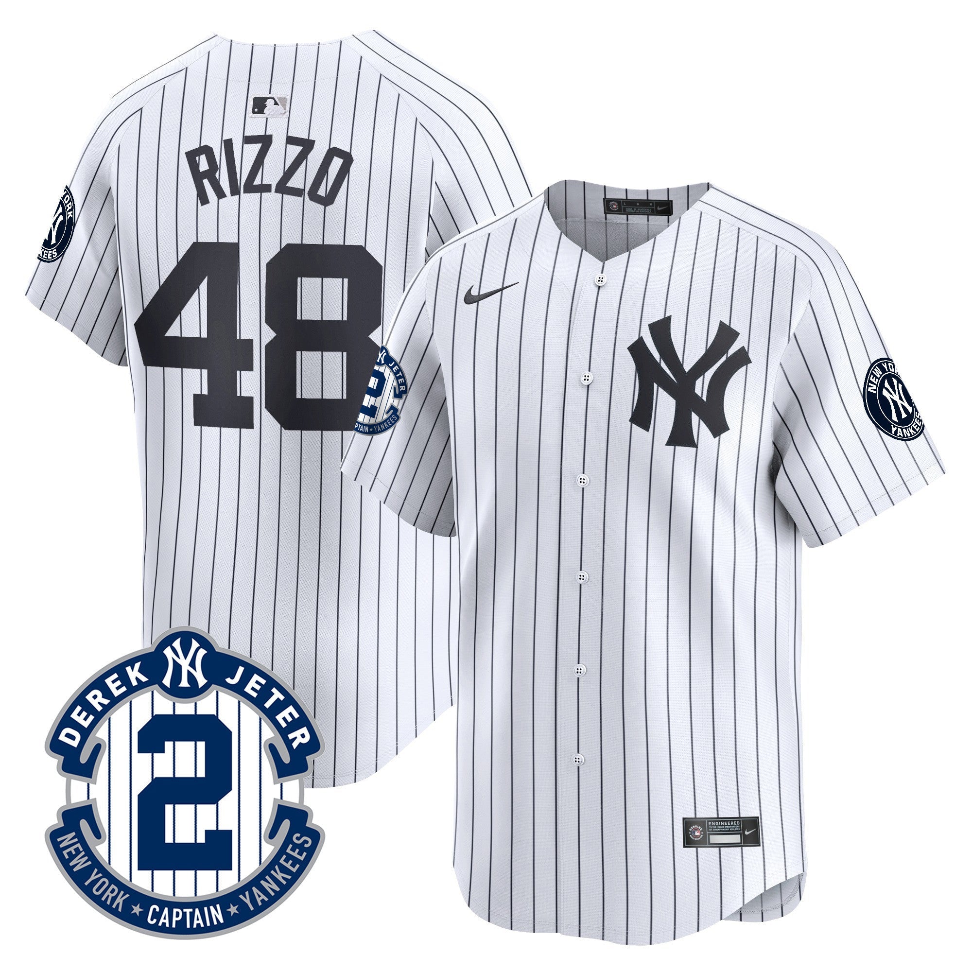 Men's New York Yankees Derek Jeter Patch Vapor Premier Limited Jersey - All Stitched