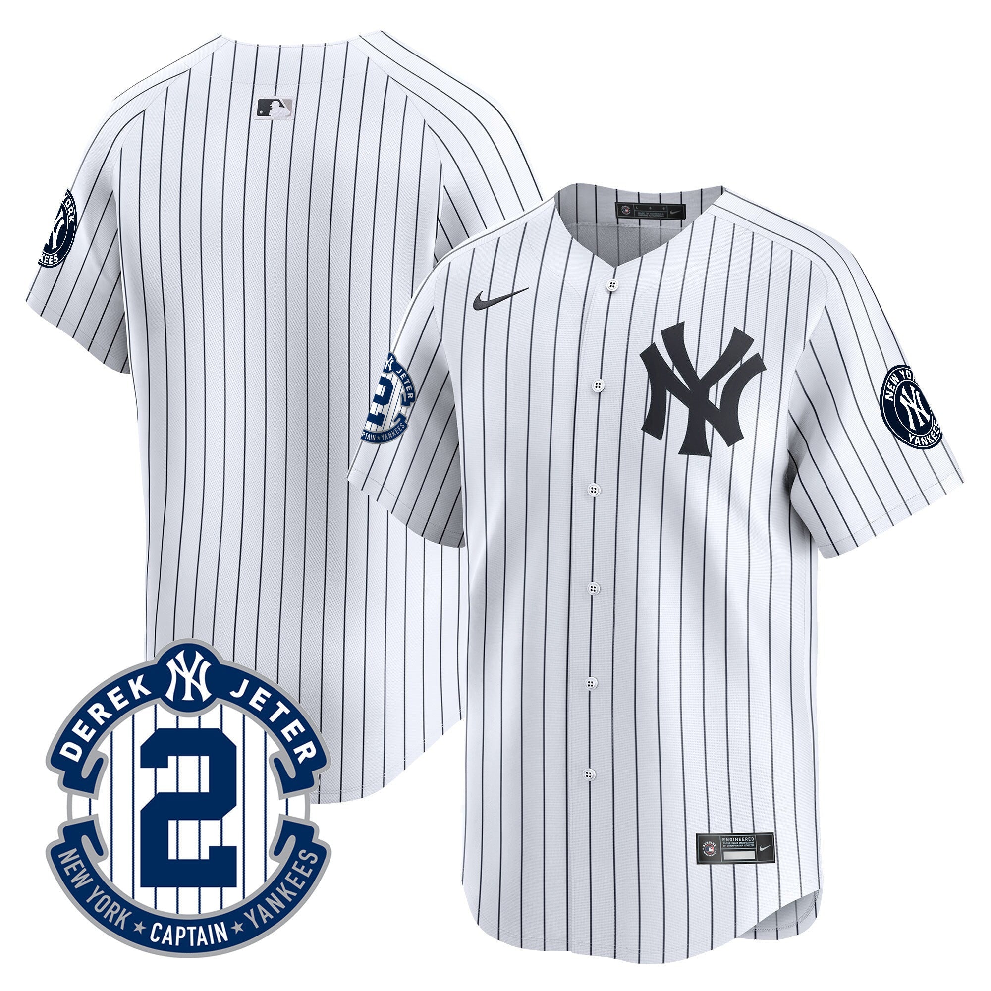 Men's New York Yankees Derek Jeter Patch Vapor Premier Limited Jersey - All Stitched