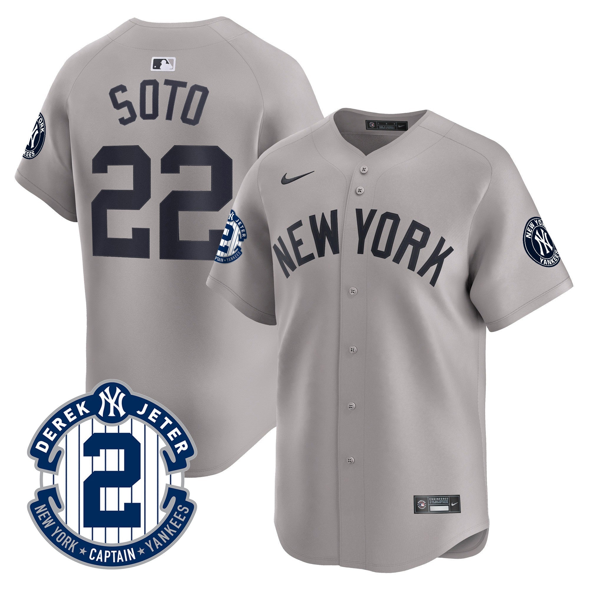 Men's New York Yankees Derek Jeter Patch Vapor Premier Limited Jersey - All Stitched