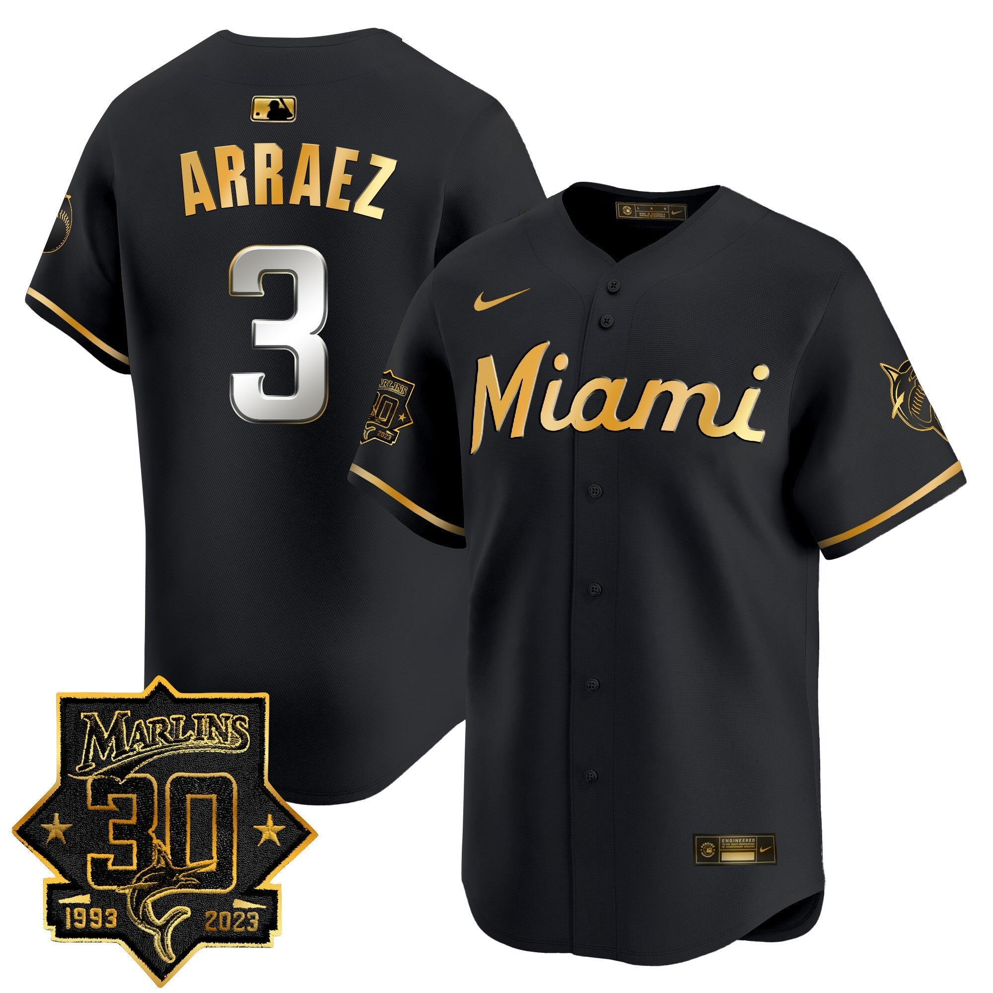 Men's Miami Marlins 30 Seasons Anniversary Patch Vapor Premier Limited Jersey ?All Stitched