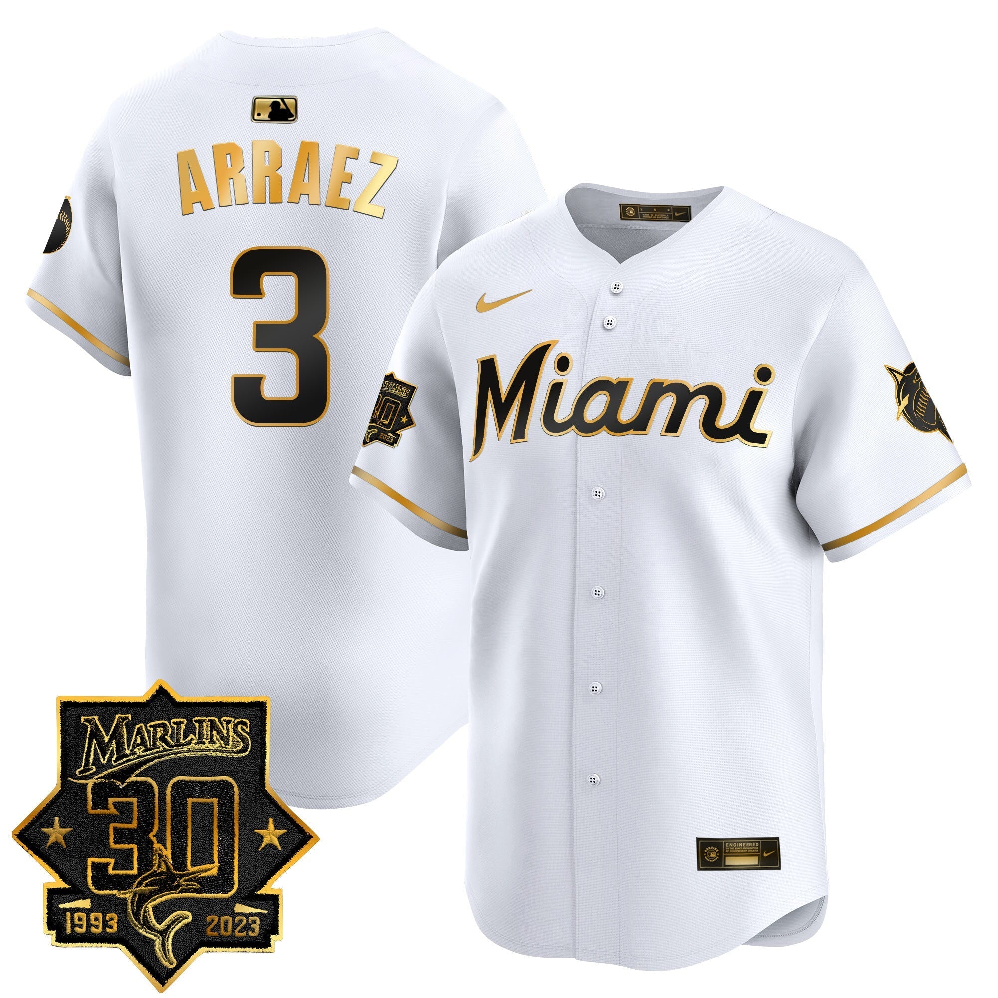 Men's Miami Marlins 30 Seasons Anniversary Patch Vapor Premier Limited Jersey ?All Stitched