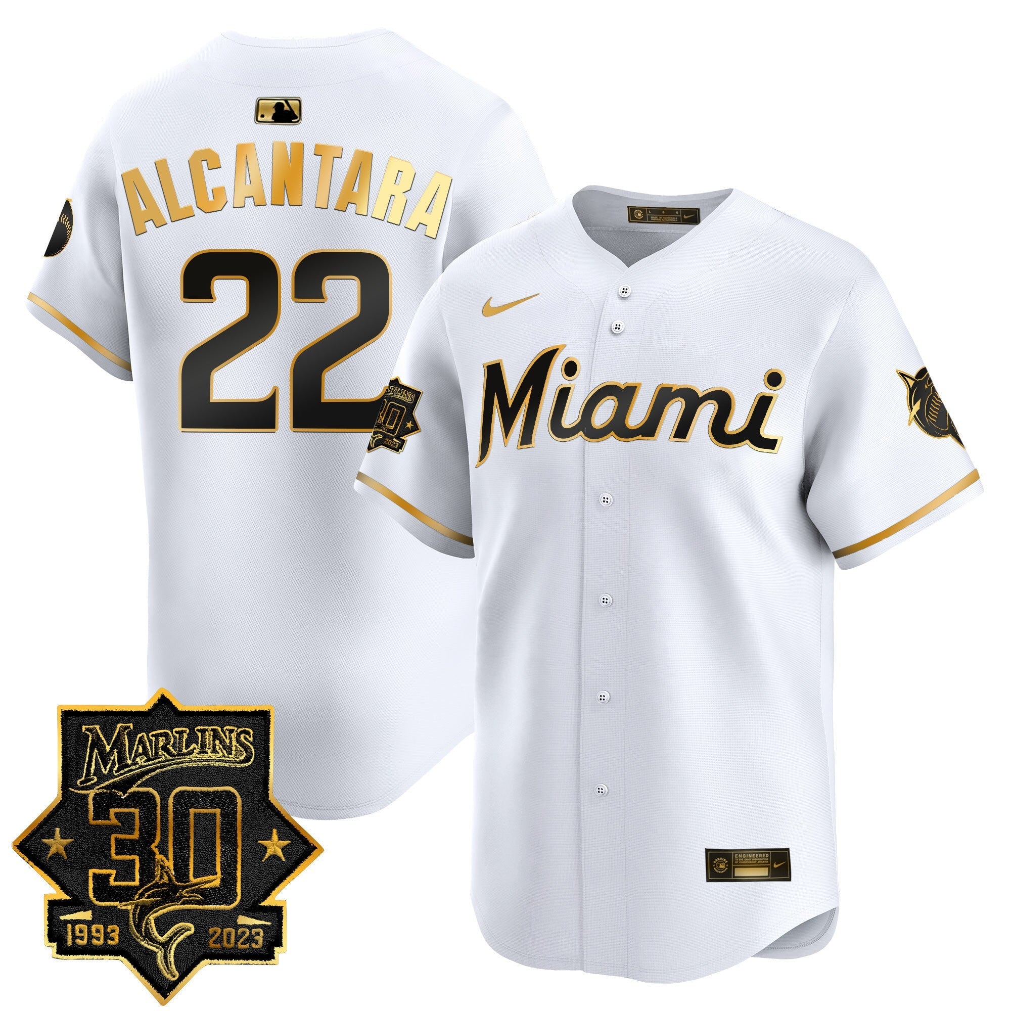 Men's Miami Marlins 30 Seasons Anniversary Patch Vapor Premier Limited Jersey ?All Stitched